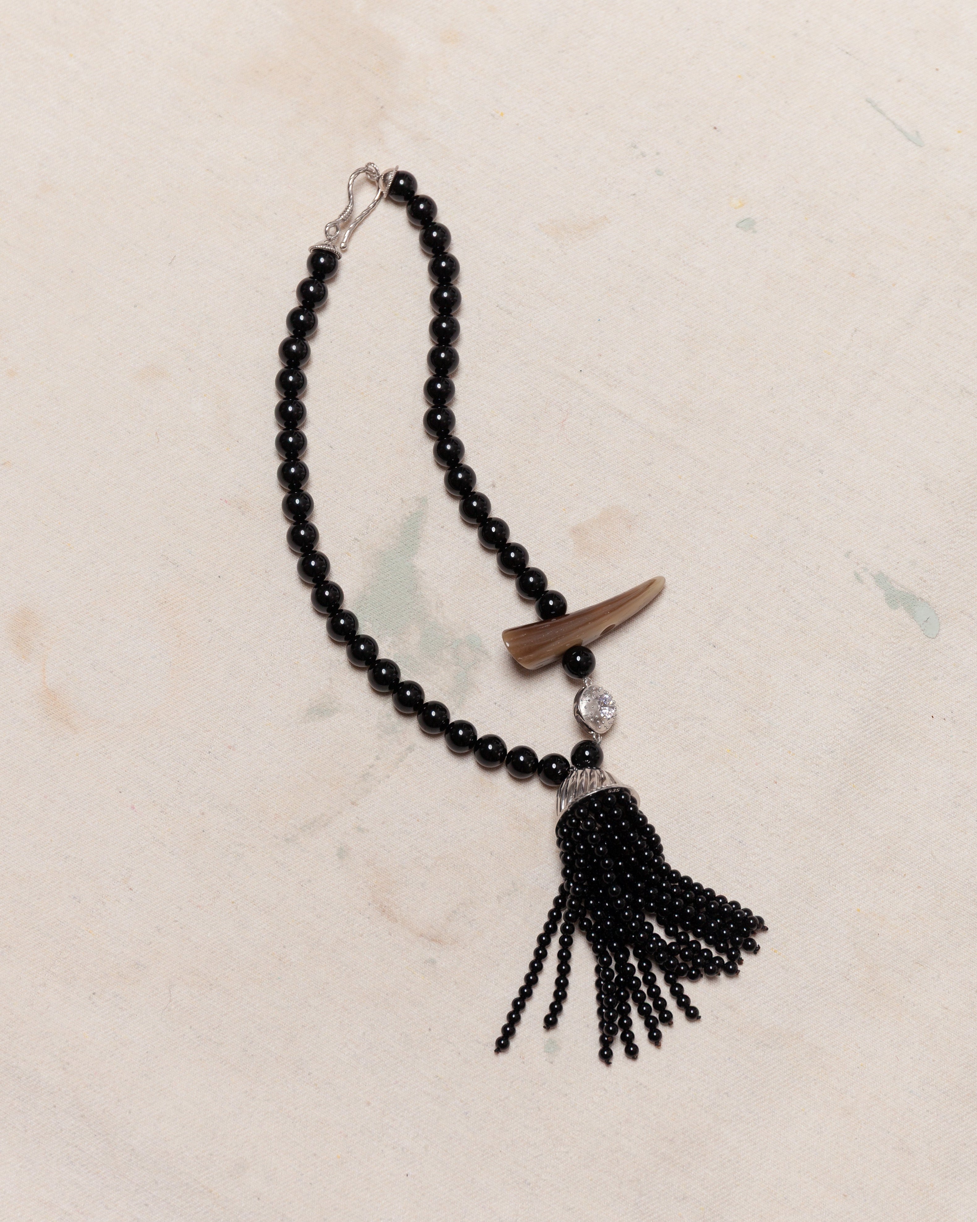 Nackiye-Petite Kiraz Onyx Necklace - Onyx/Silver-Jewellery-Boboli-Vancouver-Canada