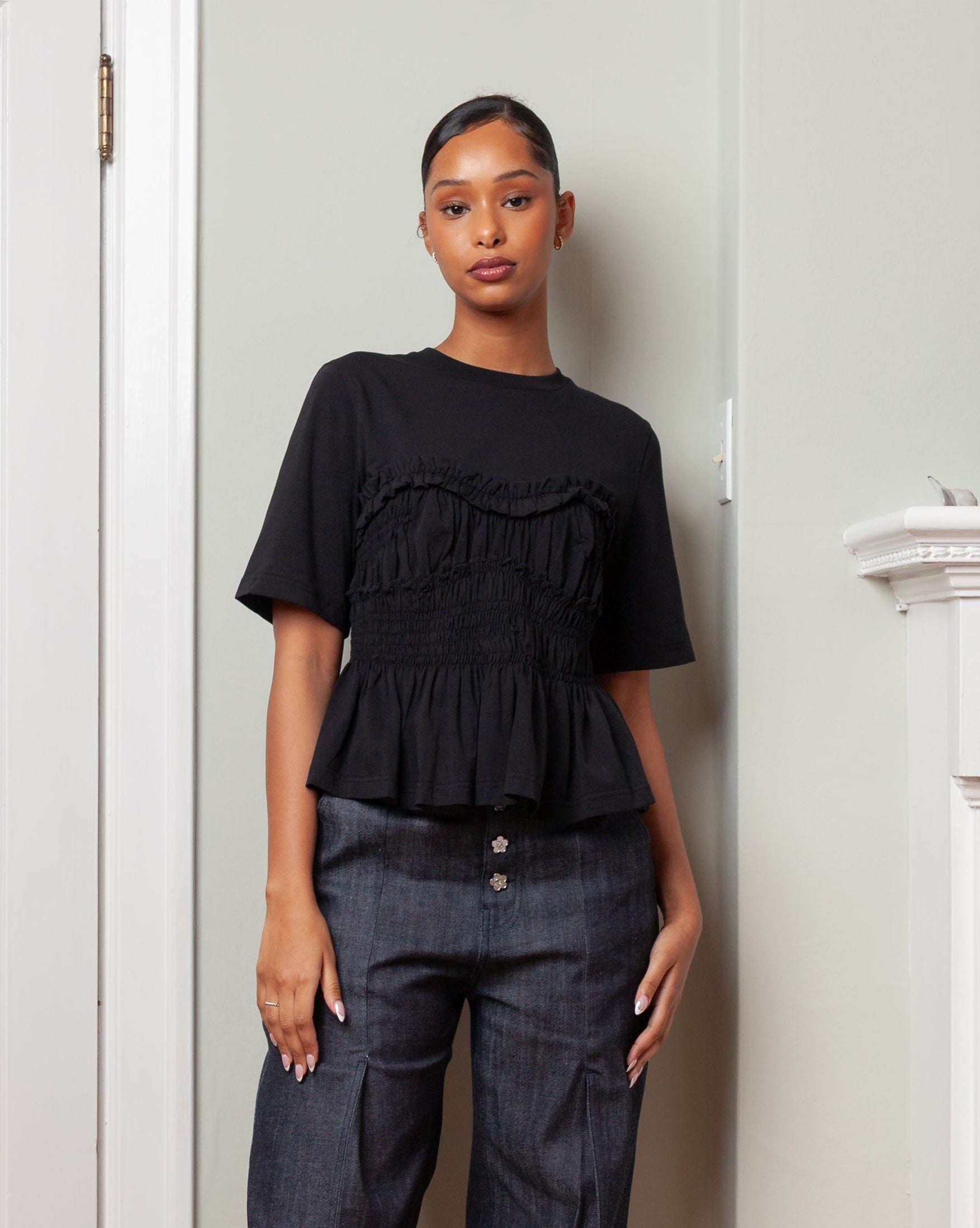 Cecilie Bahnsen-Vilde T-Shirt - Black-Shirts-Boboli-Vancouver-Canada