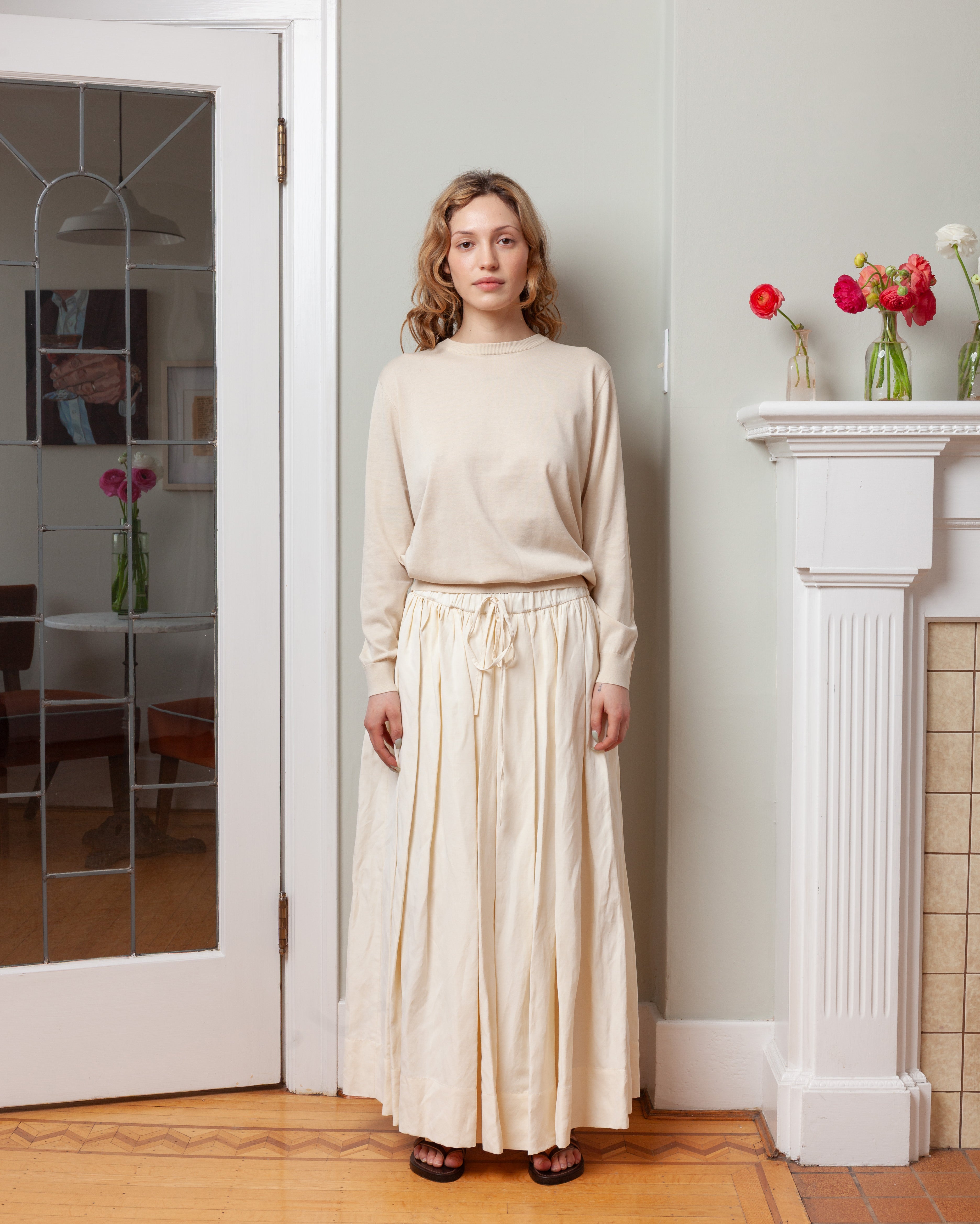 Aspesi-Long-Sleeved Crewneck Sweater In Cotton - Natural-Sweaters-Boboli-Vancouver-Canada