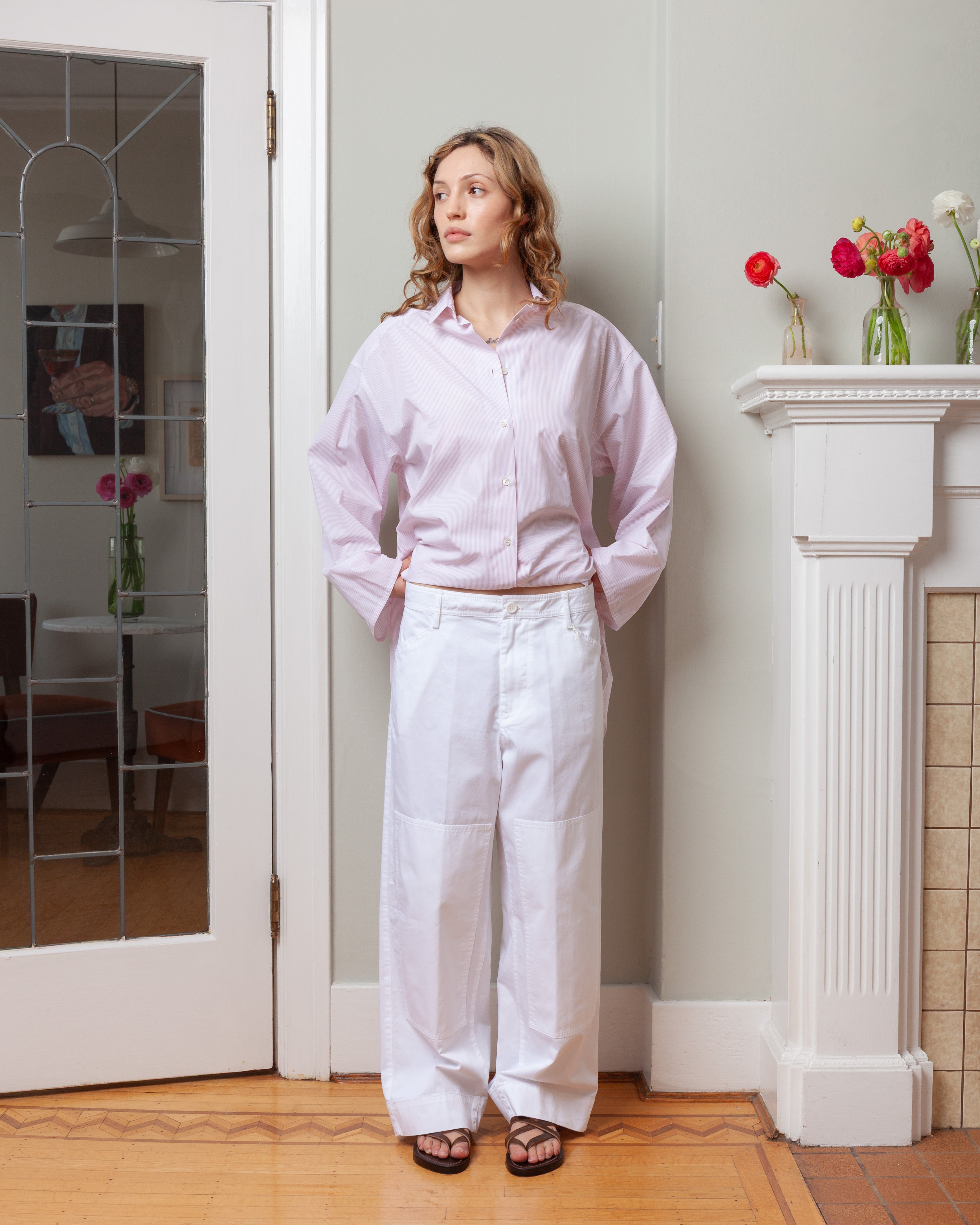Aspesi-Cargo-Style Trousers In Extra-Fine Cotton Twill - White-Pants-Boboli-Vancouver-Canada