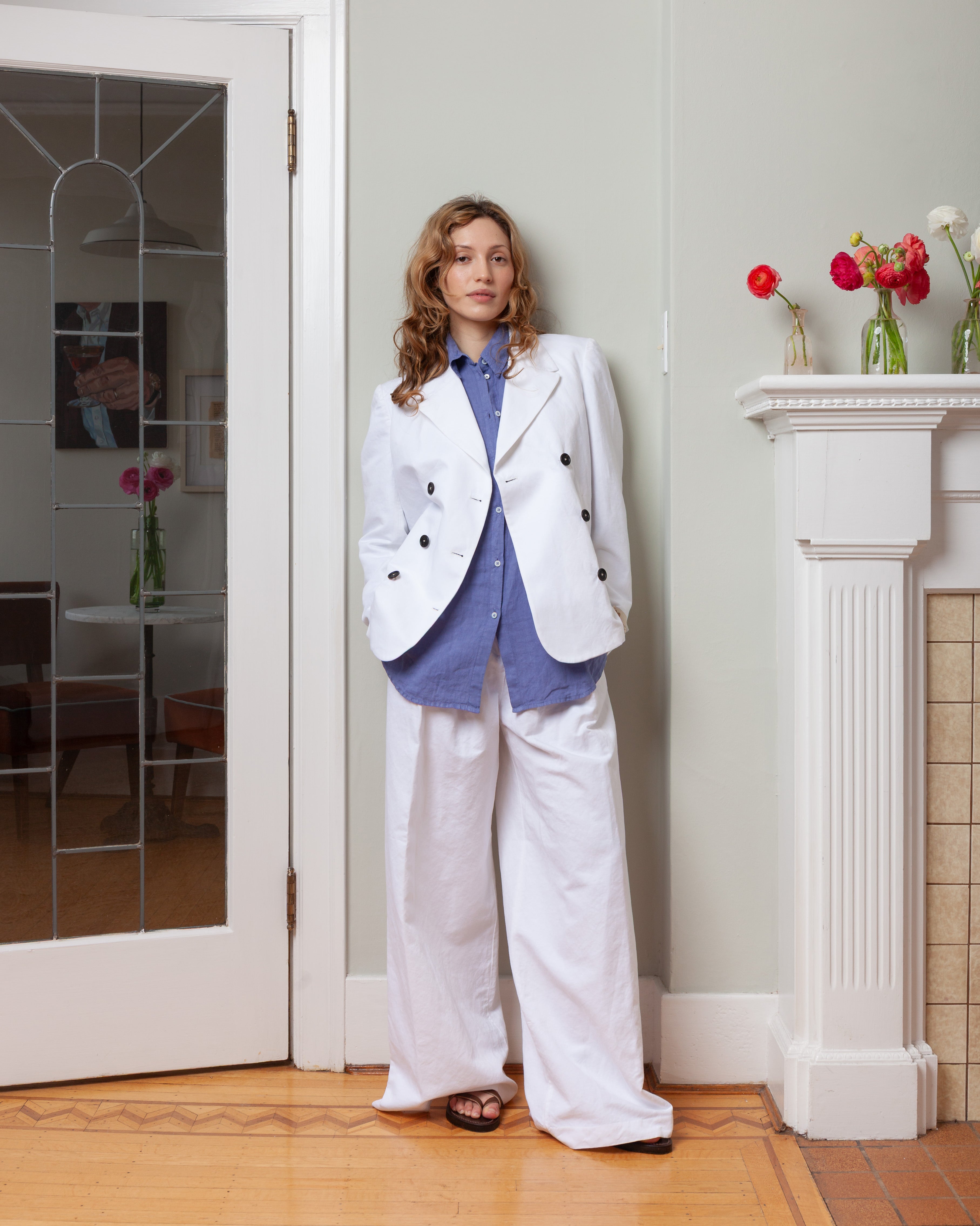 Eyre Horn Button Peacoat - White