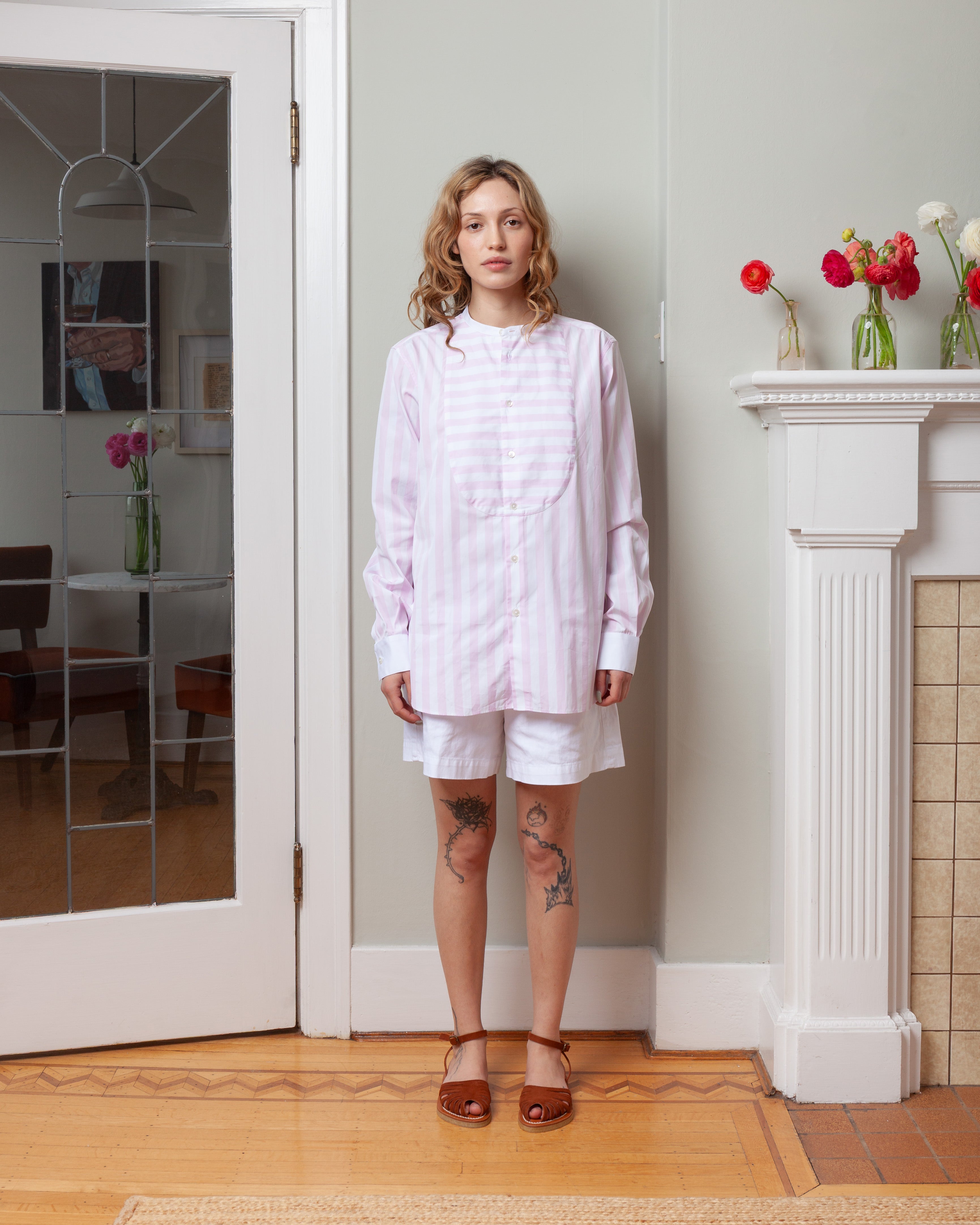 Bunny Shirt - Pale Pink Stripe