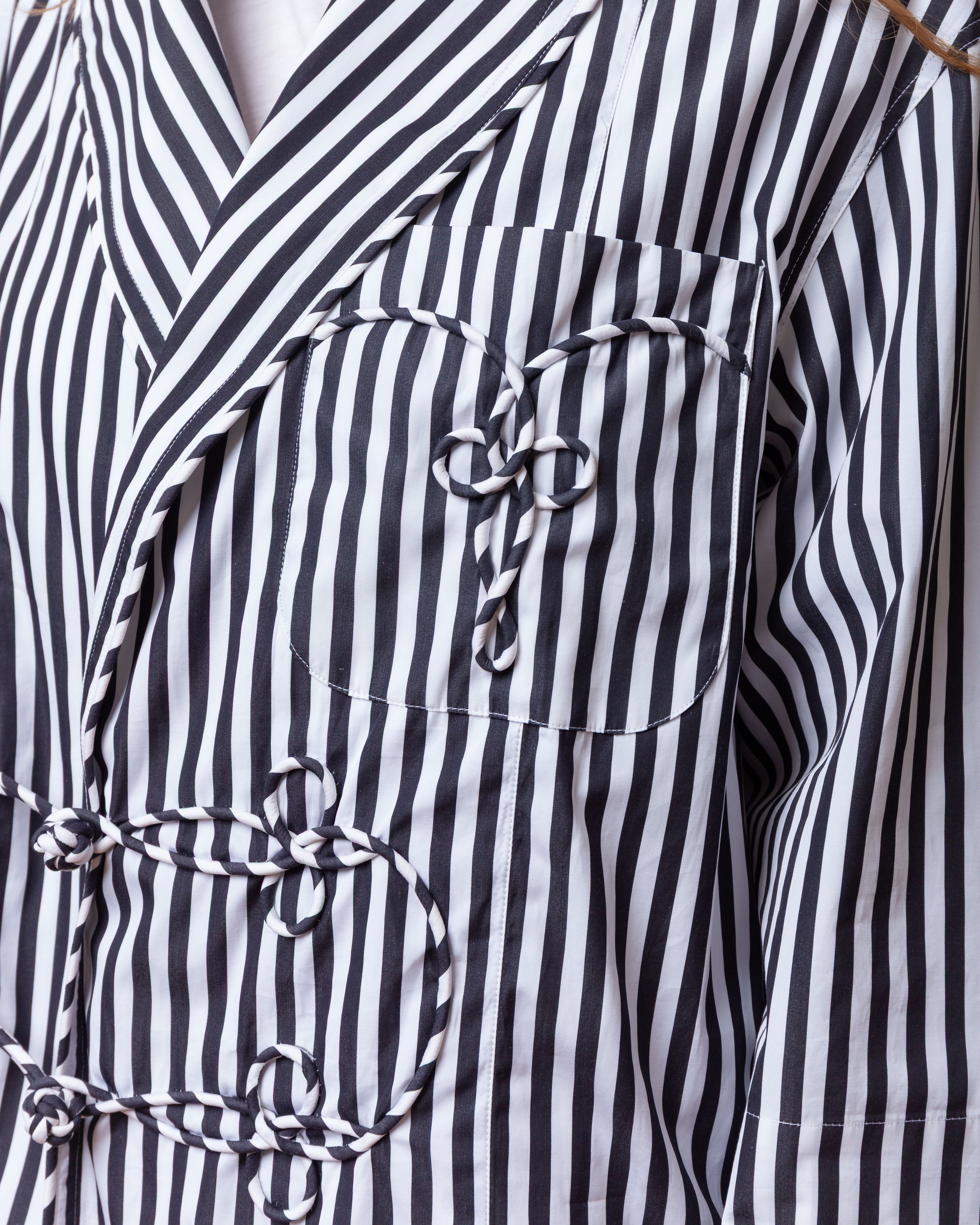Embroidered Smoking Jacket - Black & White