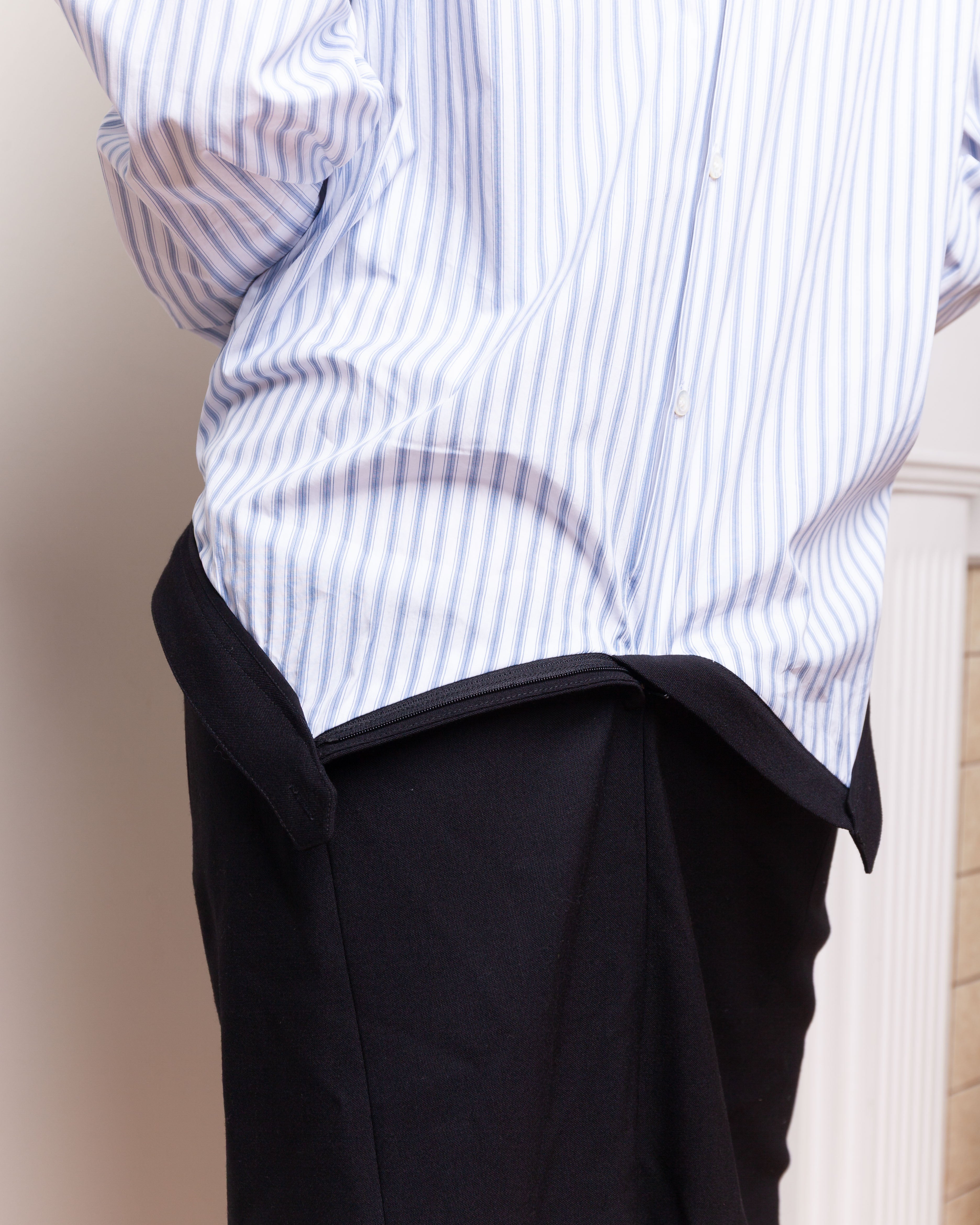 Maison Margiela-Reverse Stripe Shirt Dress - White Stripe/Blue-Dresses-Boboli-Vancouver-Canada
