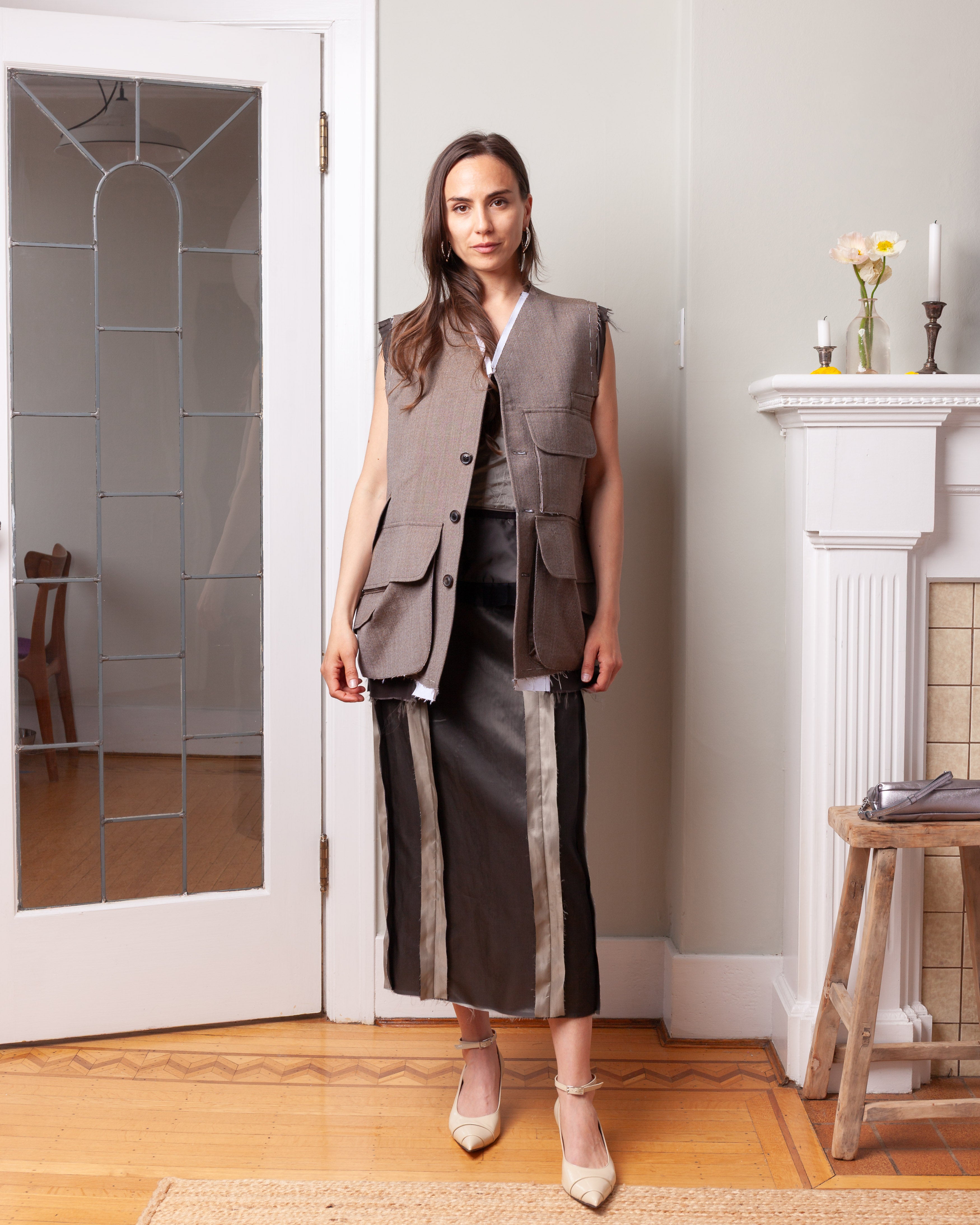 Maison Margiela-Sleeveless Wool Jacket - Olive-Jackets-Boboli-Vancouver-Canada