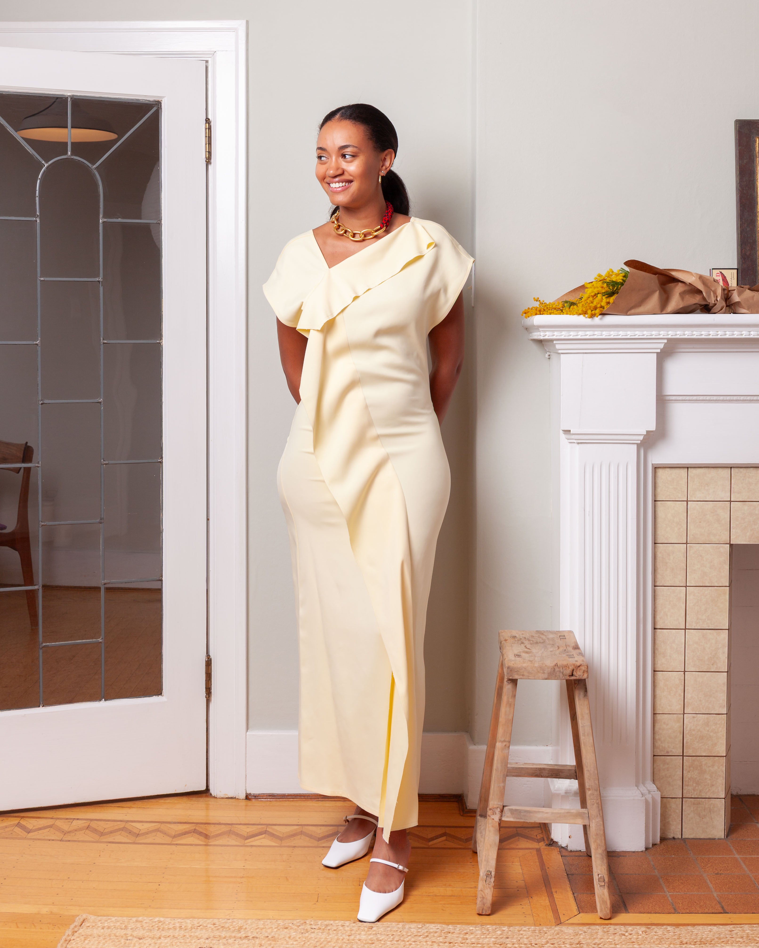 Plan C-Panel Long Dress - Eggnog-Dresses-Boboli-Vancouver-Canada
