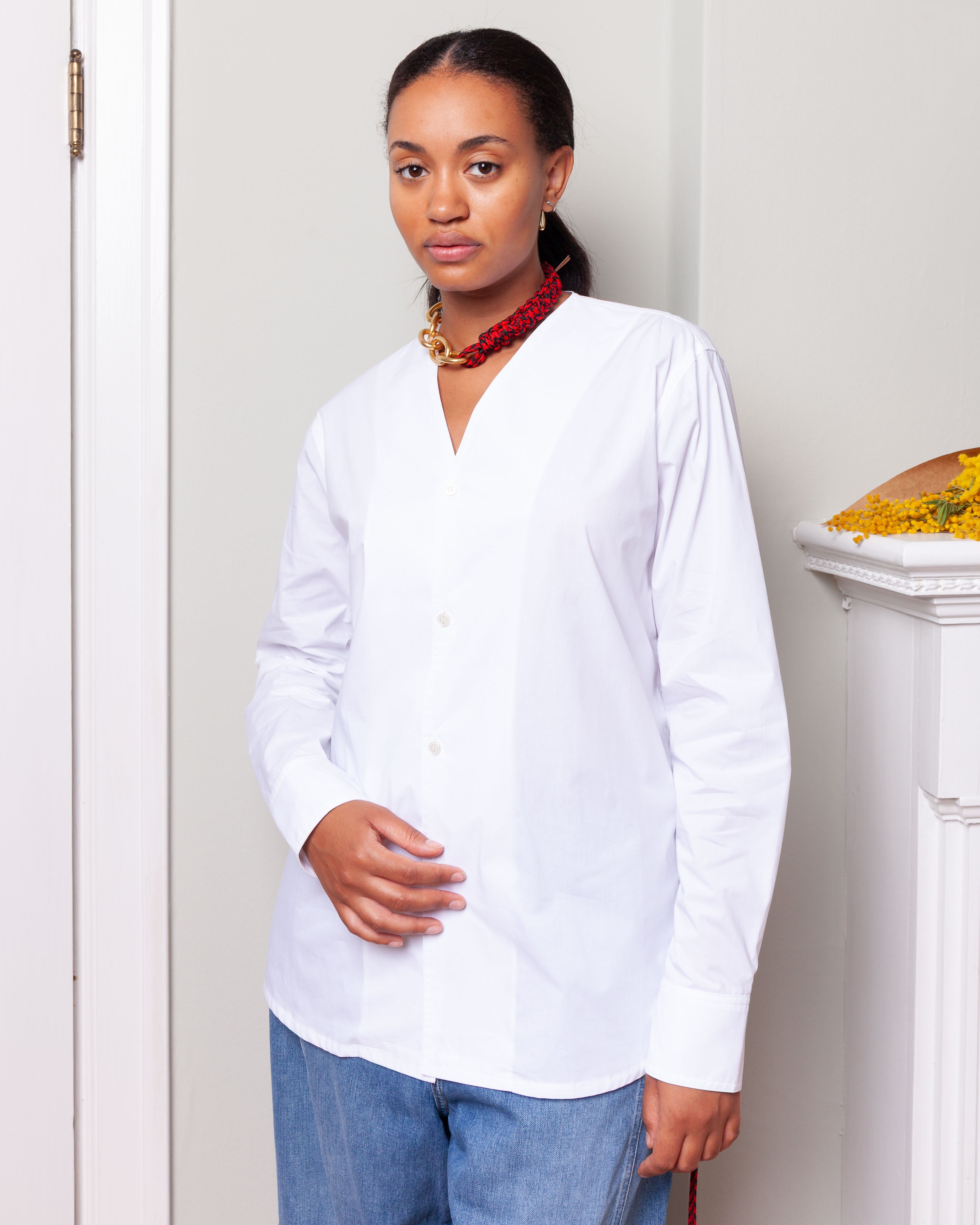 Plan C-Drawstring L.S. Shirt - Optical White-Shirts-Boboli-Vancouver-Canada