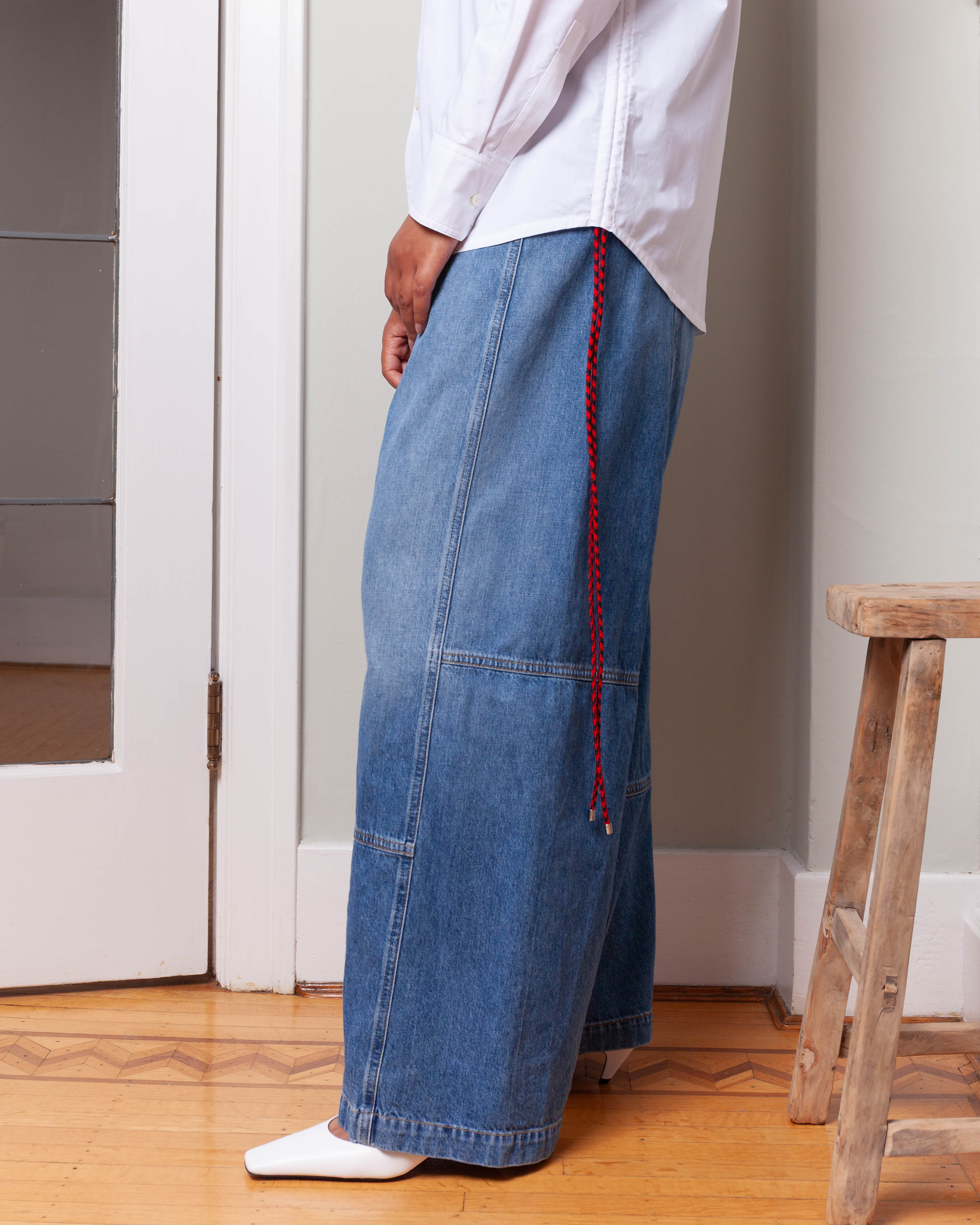Plan C-Denim w/Detachable Belt - Indigo-Pants-Boboli-Vancouver-Canada