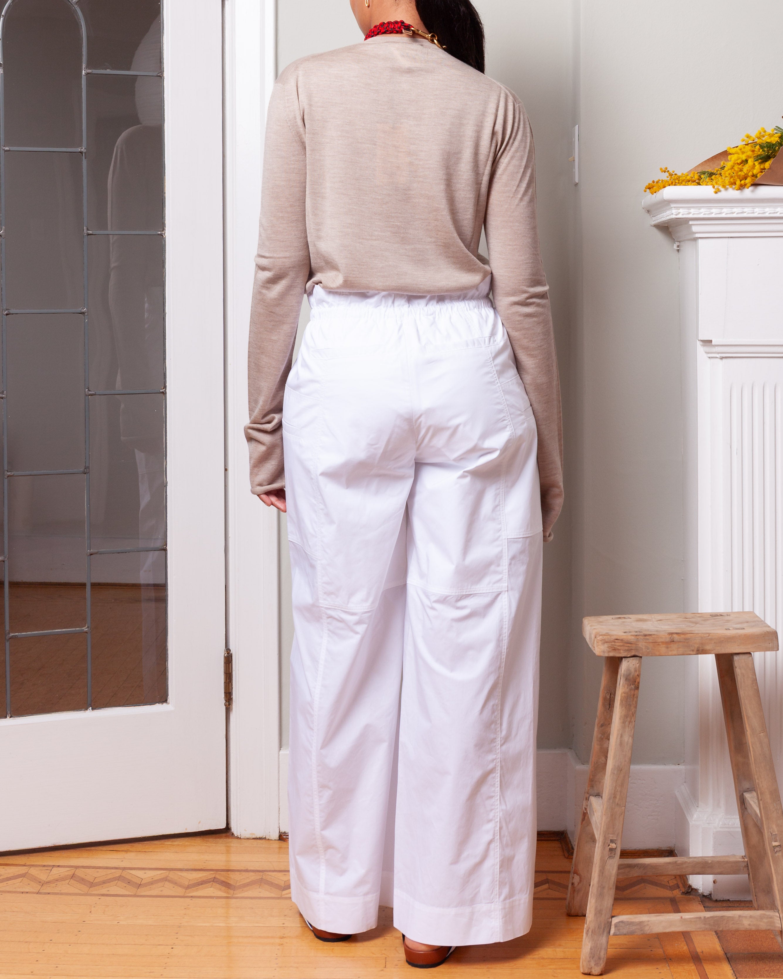 Plan C-Drawstring Trousers - Optical White-Pants-Boboli-Vancouver-Canada