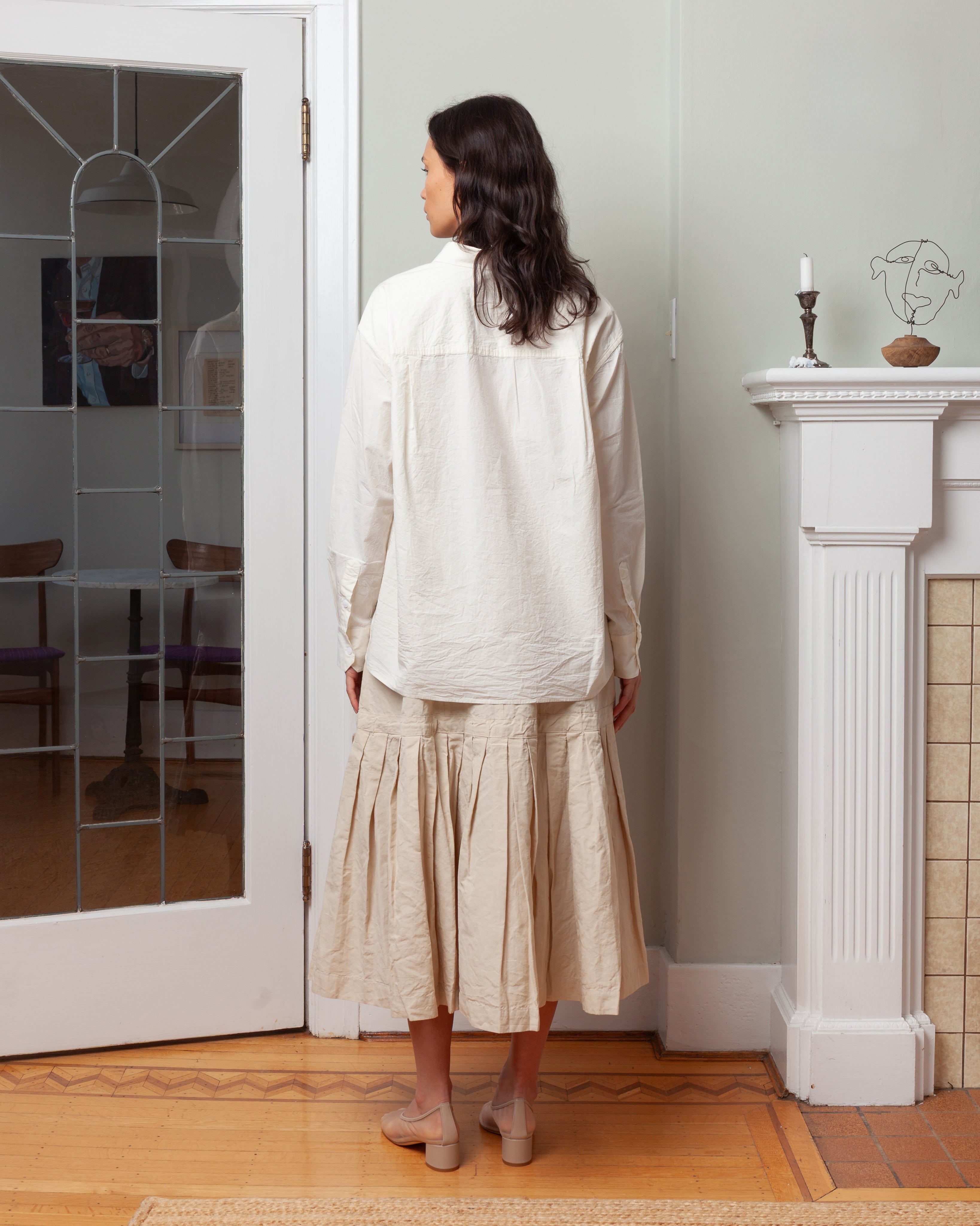 Casey Casey-Drays Travail Shirt - Chalk Poplin - Off White-Shirts-Boboli-Vancouver-Canada