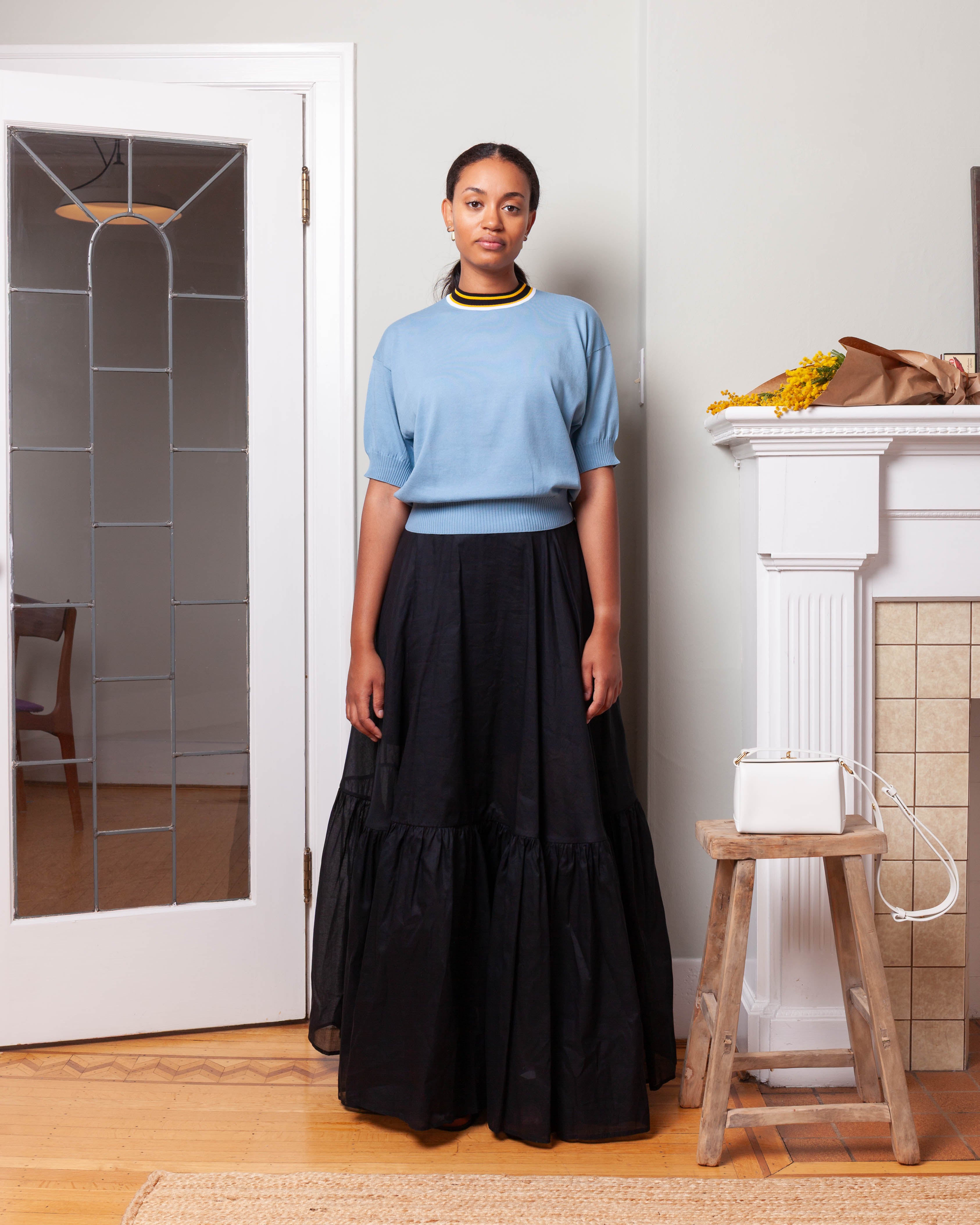 Plan C-Cotton Woven Long Skirt - Black-Skirts-Boboli-Vancouver-Canada