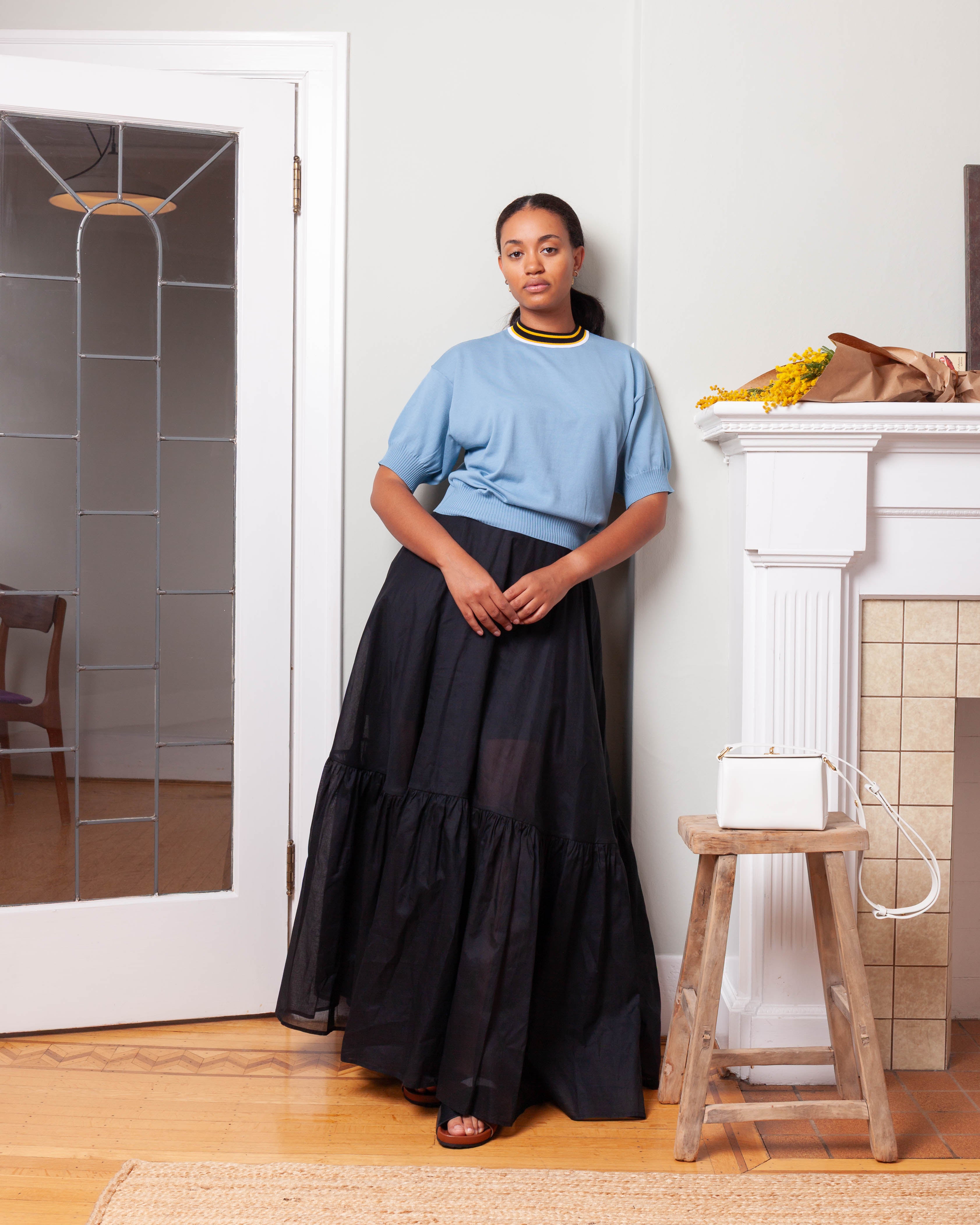 Plan C-Cotton Woven Long Skirt - Black-Skirts-Boboli-Vancouver-Canada