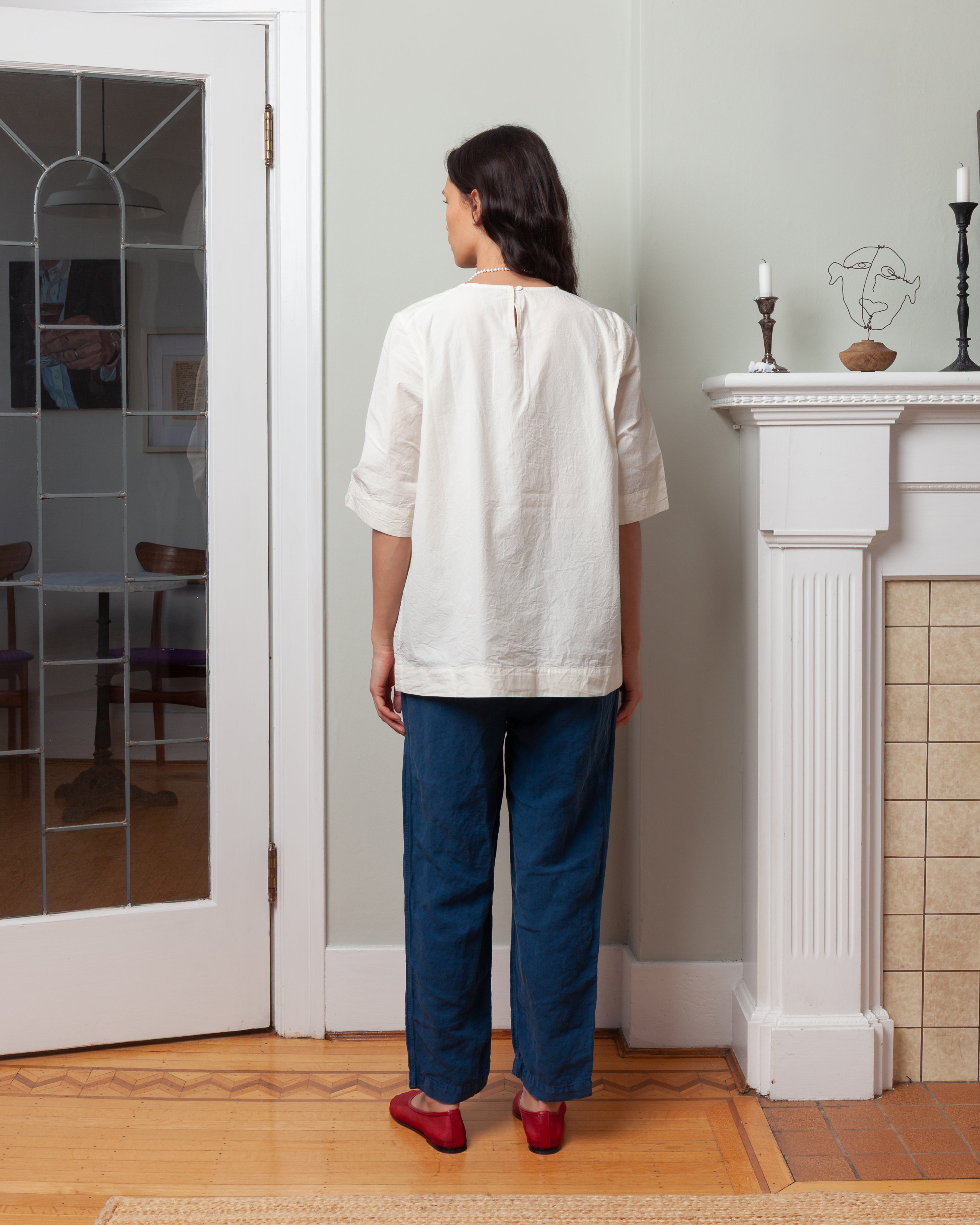 Casey Casey-Simple Top - Chalk Poplin - Off White-Tops-Boboli-Vancouver-Canada