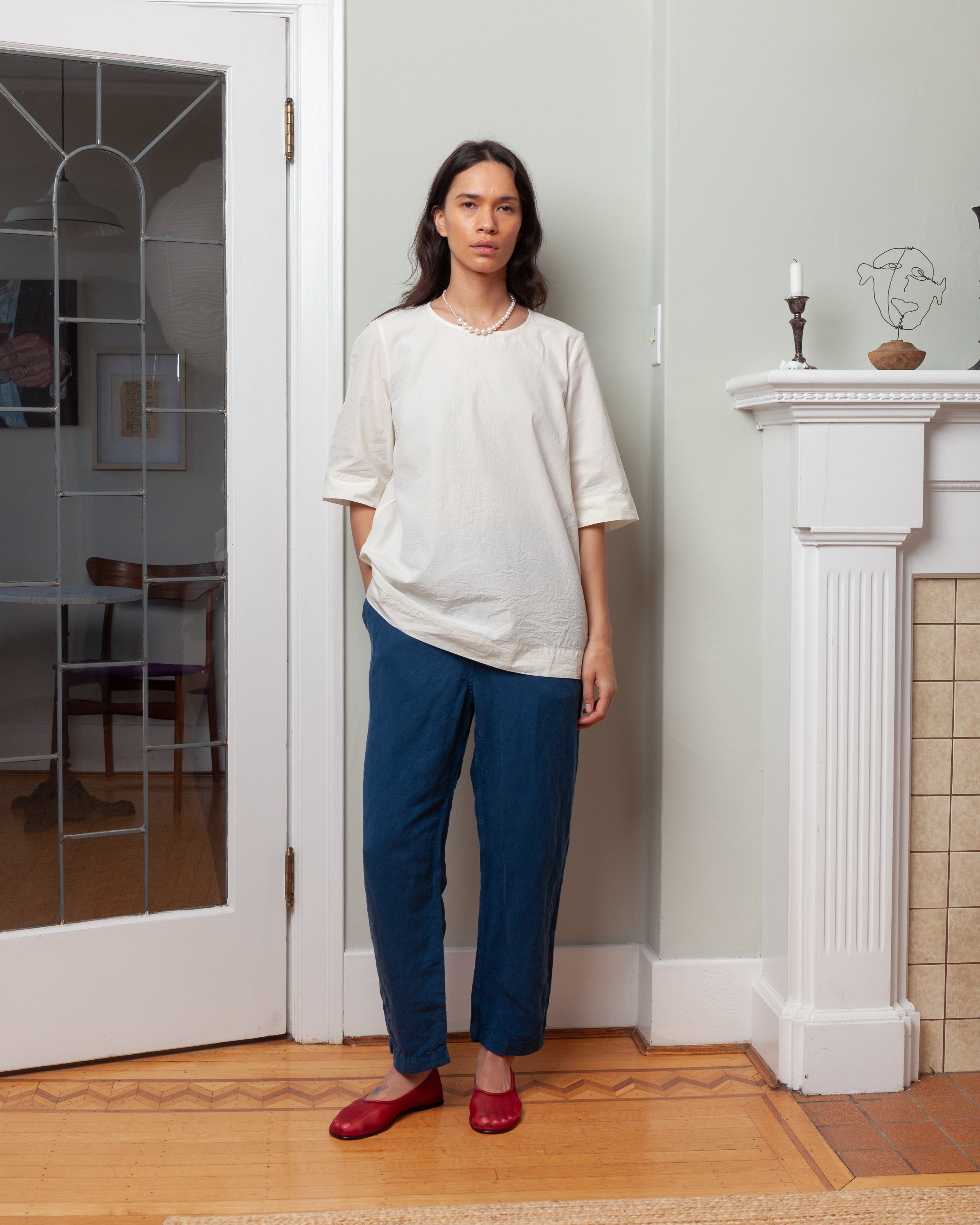 Casey Casey-Simple Top - Chalk Poplin - Off White-Tops-Boboli-Vancouver-Canada