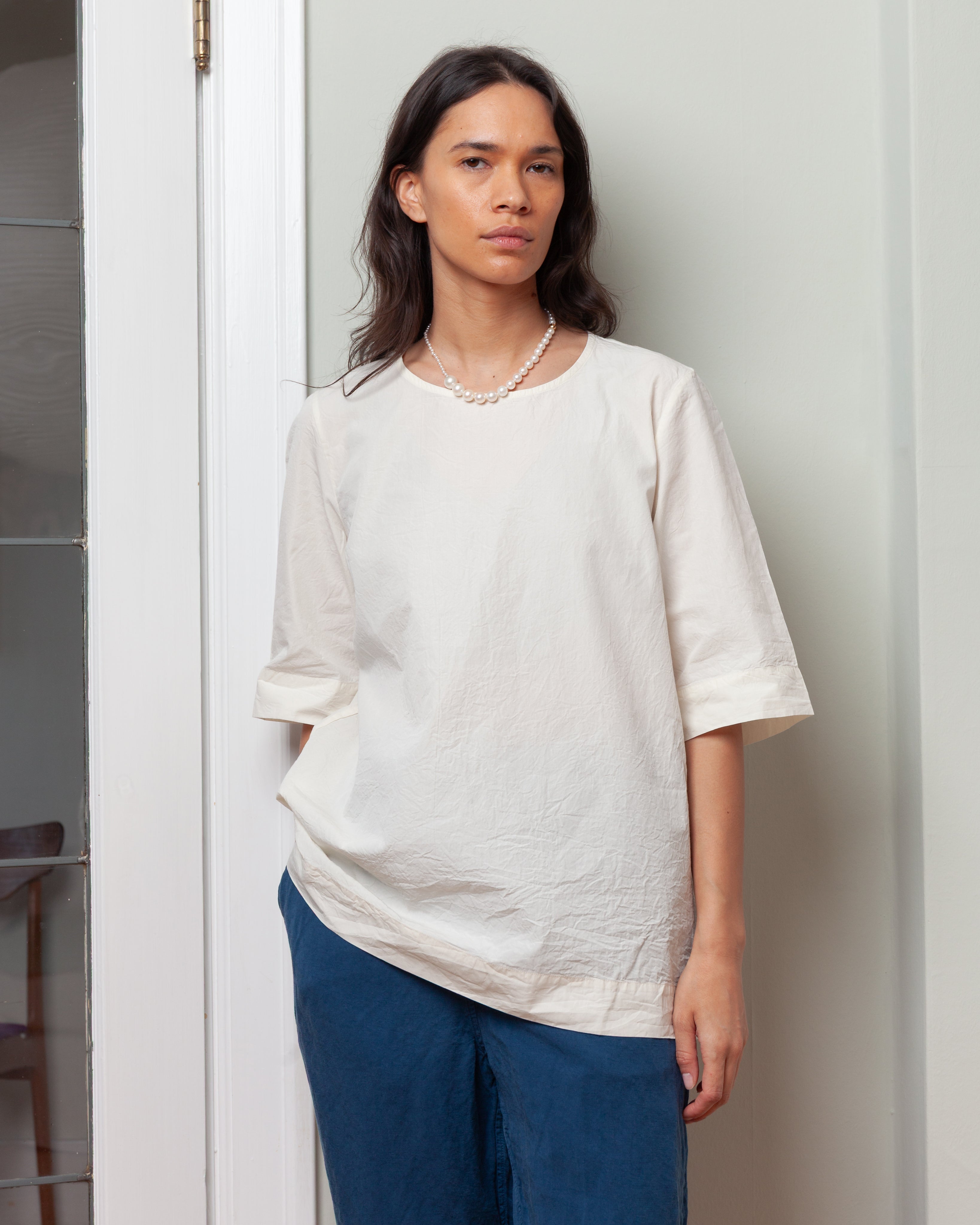 Casey Casey-Simple Top - Chalk Poplin - Off White-Tops-Boboli-Vancouver-Canada