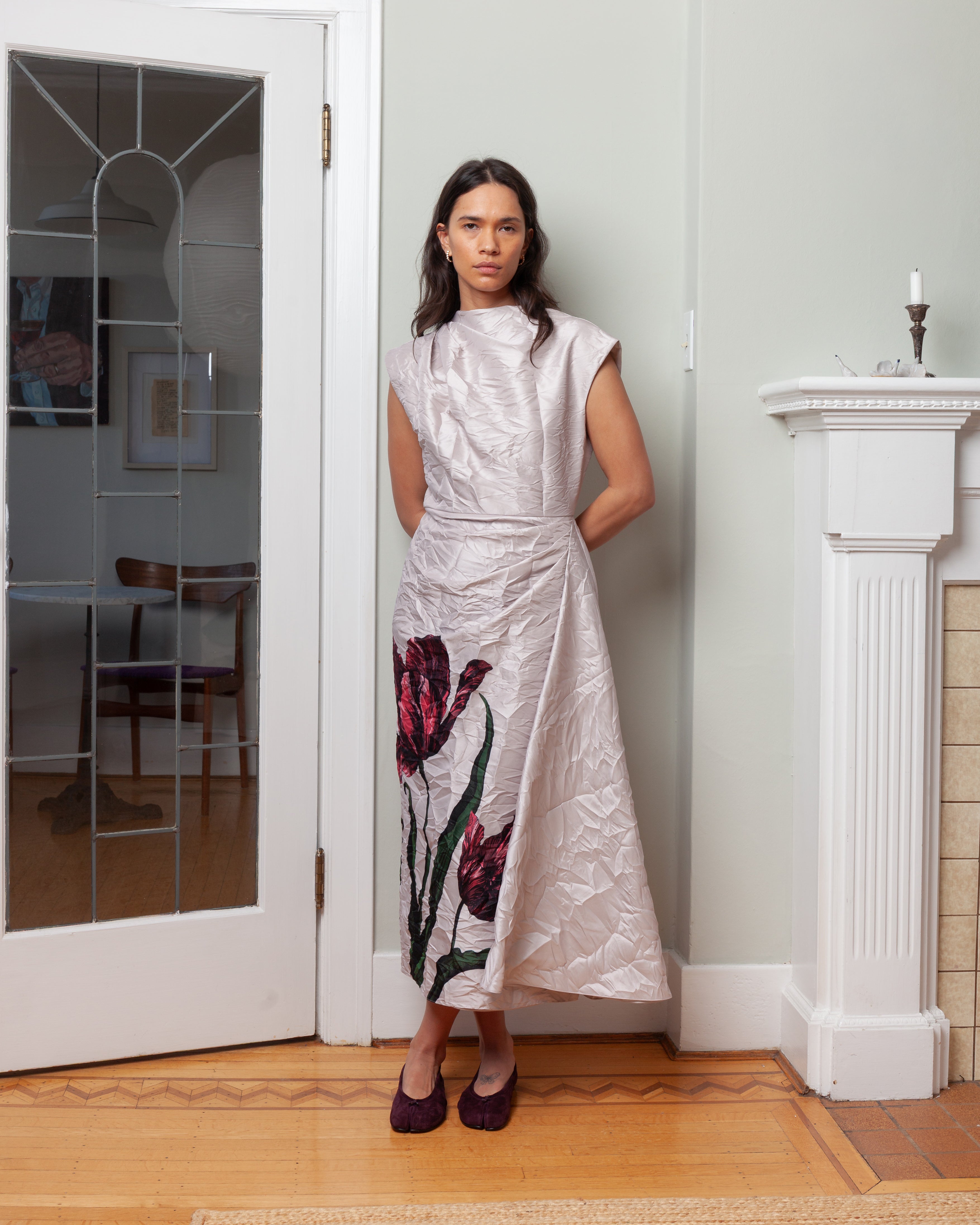 Erdem-Short Sleeve Draped Dress - Cameo Pink-Dresses-Boboli-Vancouver-Canada