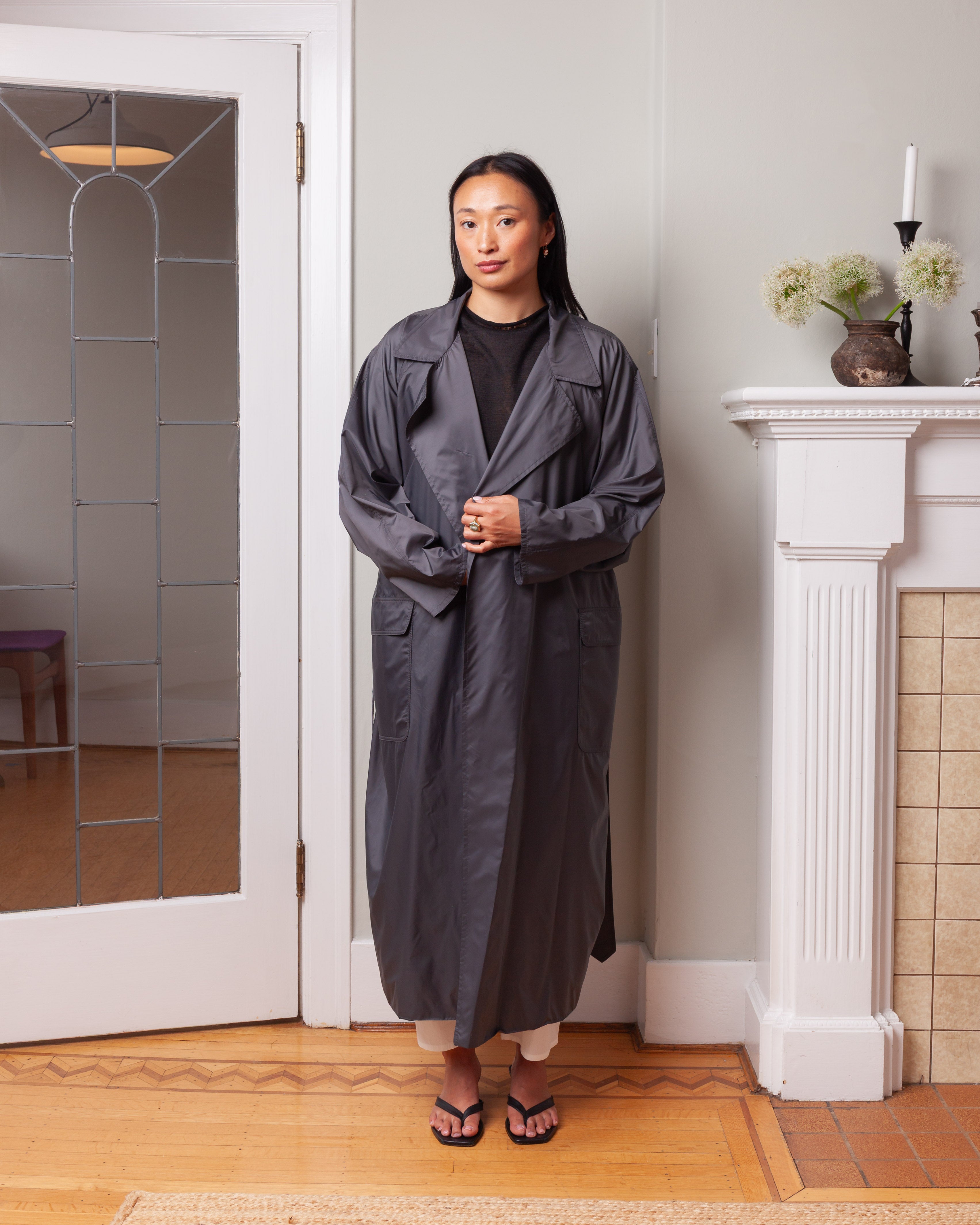 Oversized Trench Coat Nylon - Grey
