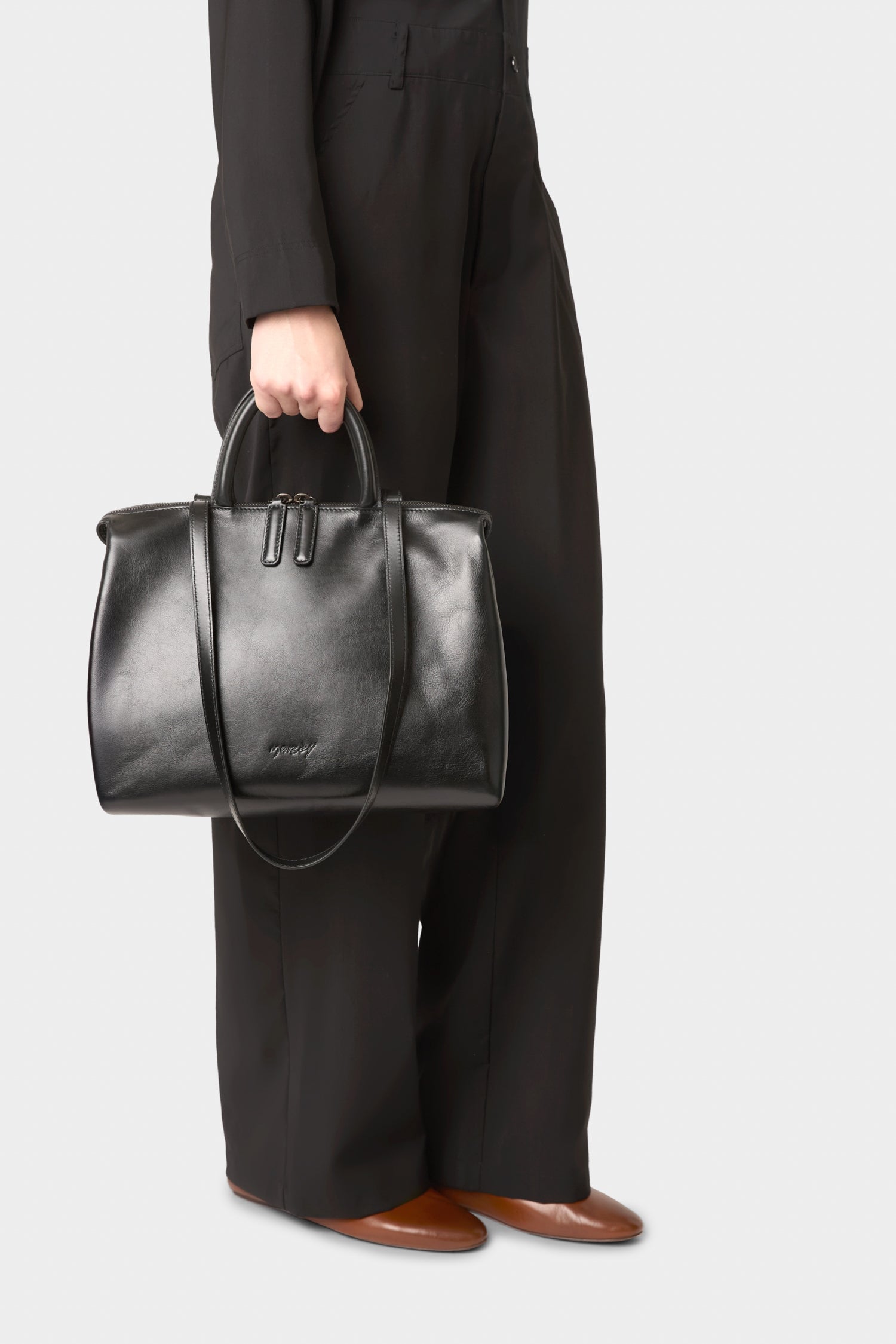 Marsell-4 Dritta Leather Shoulder Bag - Black-Bags-Boboli-Vancouver-Canada