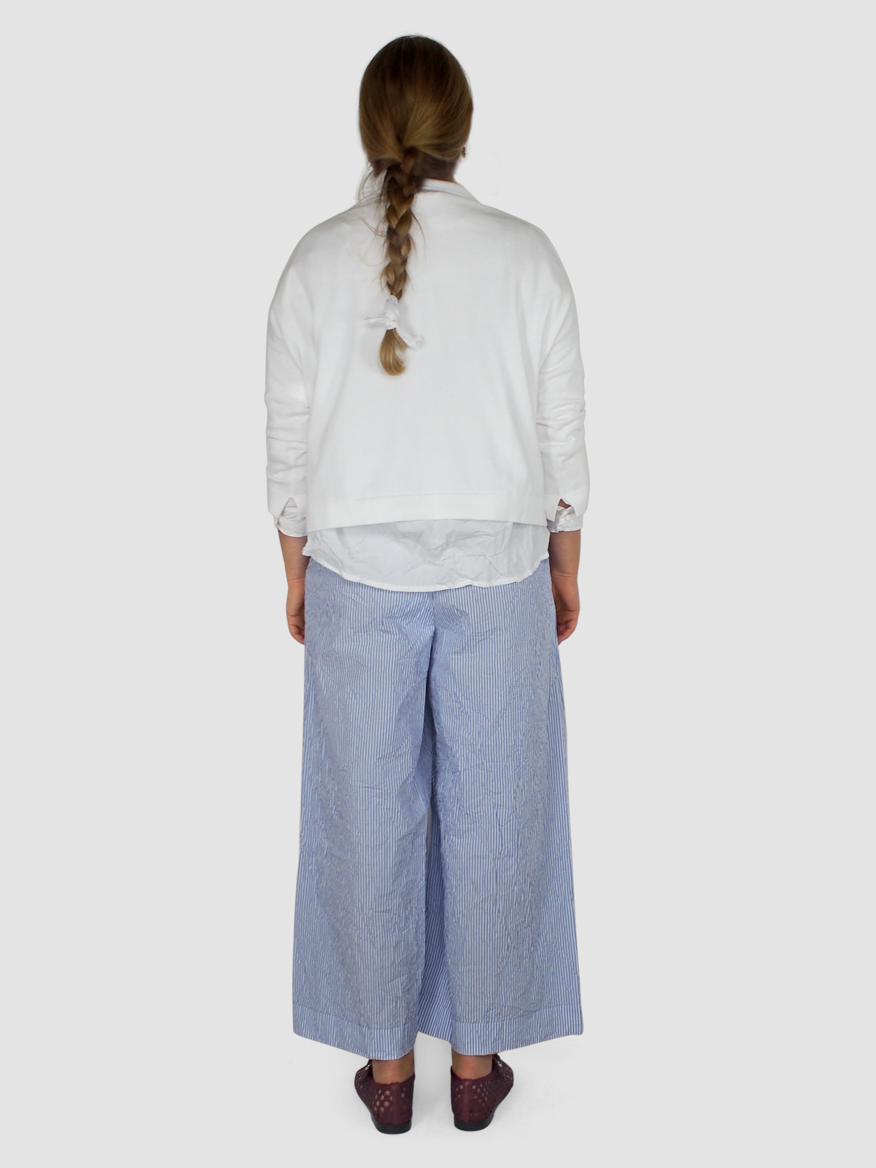 Daniela Gregis-Washed Pajama Trousers - White/Light Blue-Pants-One Size-Boboli-Vancouver-Canada