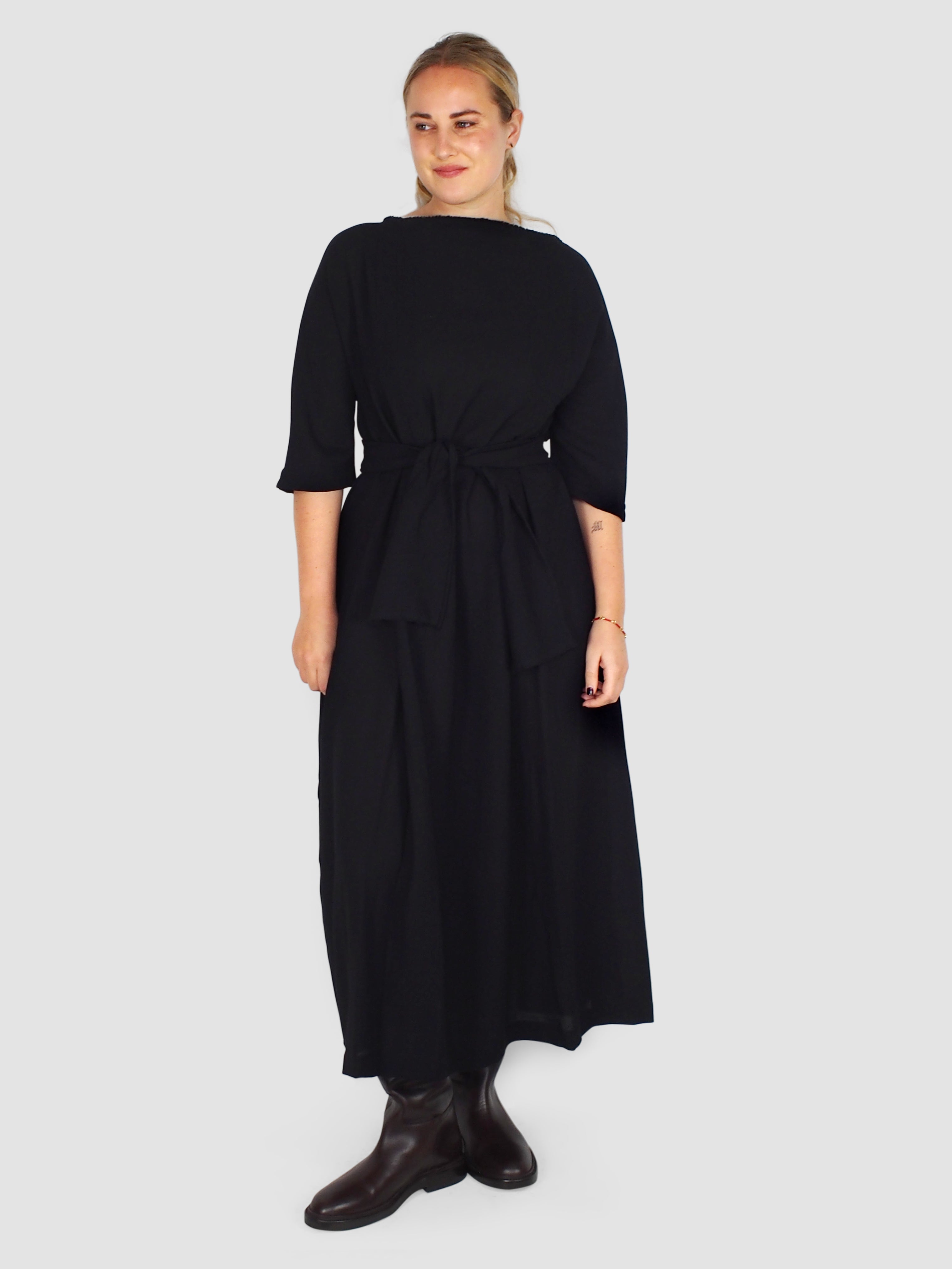 Daniela Gregis-3/4 Sleeve Dress - Black-Dresses-Boboli-Vancouver-Canada