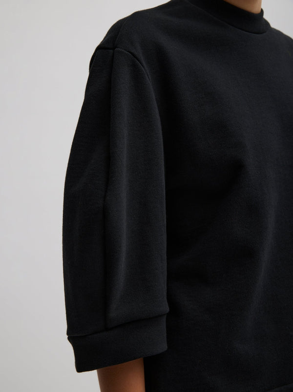 Tibi-Short Sculpted Sleeve Sweatshirt - Black-Sweaters-Boboli-Vancouver-Canada