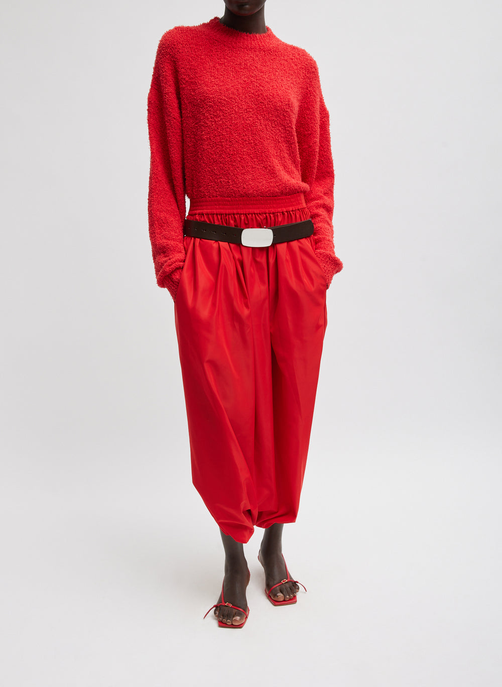 Tibi-Serviette Crewneck Easy Pullover - Red-Sweaters-Boboli-Vancouver-Canada
