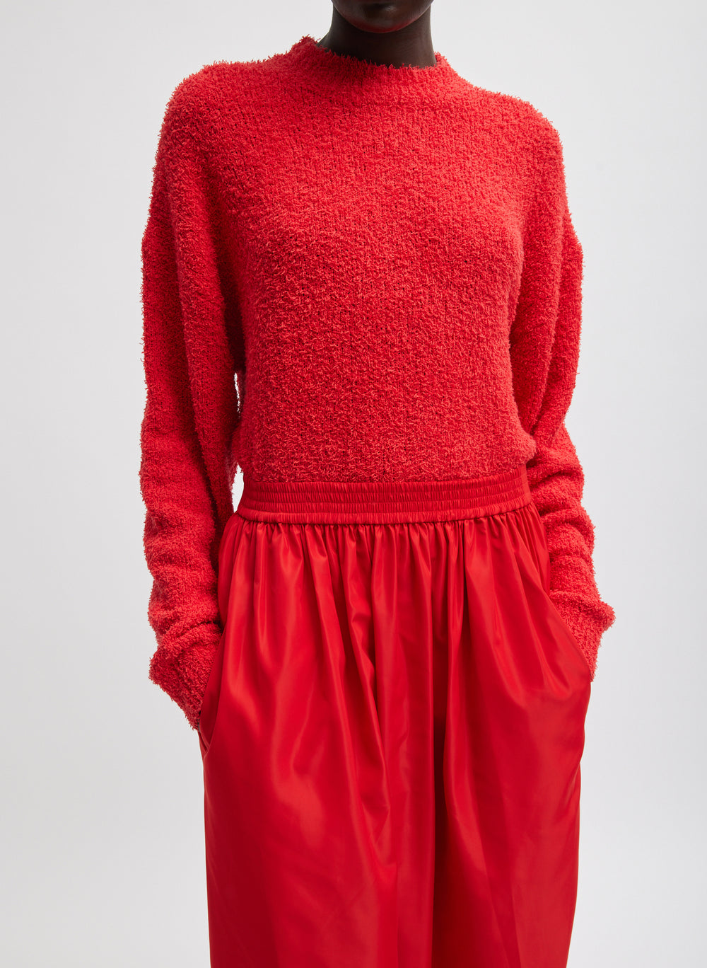 Tibi-Serviette Crewneck Easy Pullover - Red-Sweaters-Boboli-Vancouver-Canada