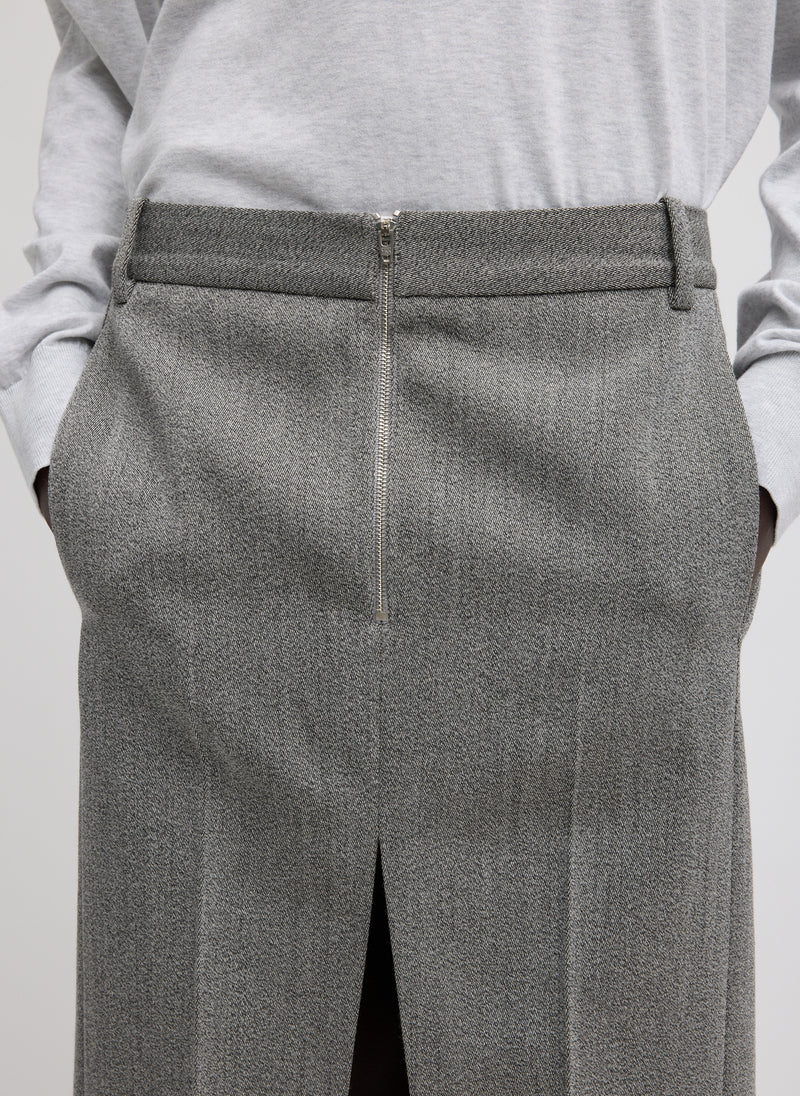 Tibi-Structured Wool Zip Front Midi Trouser Skirt - Grey-Skirts-Boboli-Vancouver-Canada