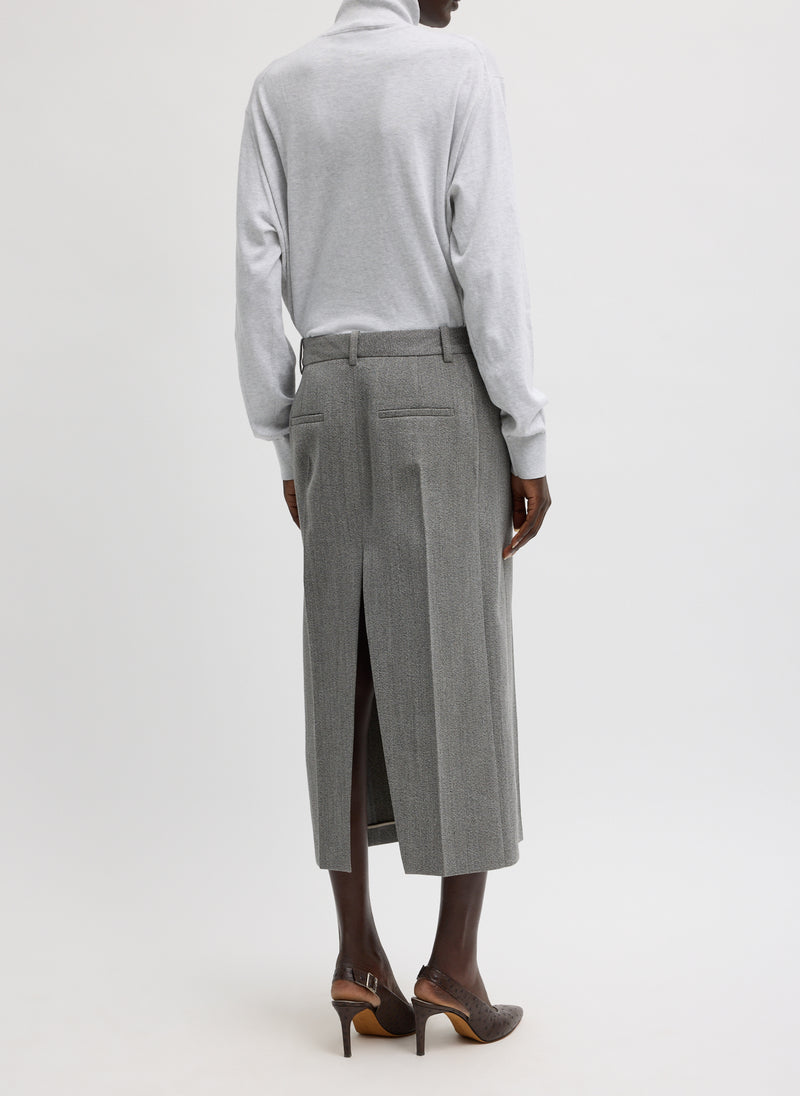 Tibi-Structured Wool Zip Front Midi Trouser Skirt - Grey-Skirts-Boboli-Vancouver-Canada