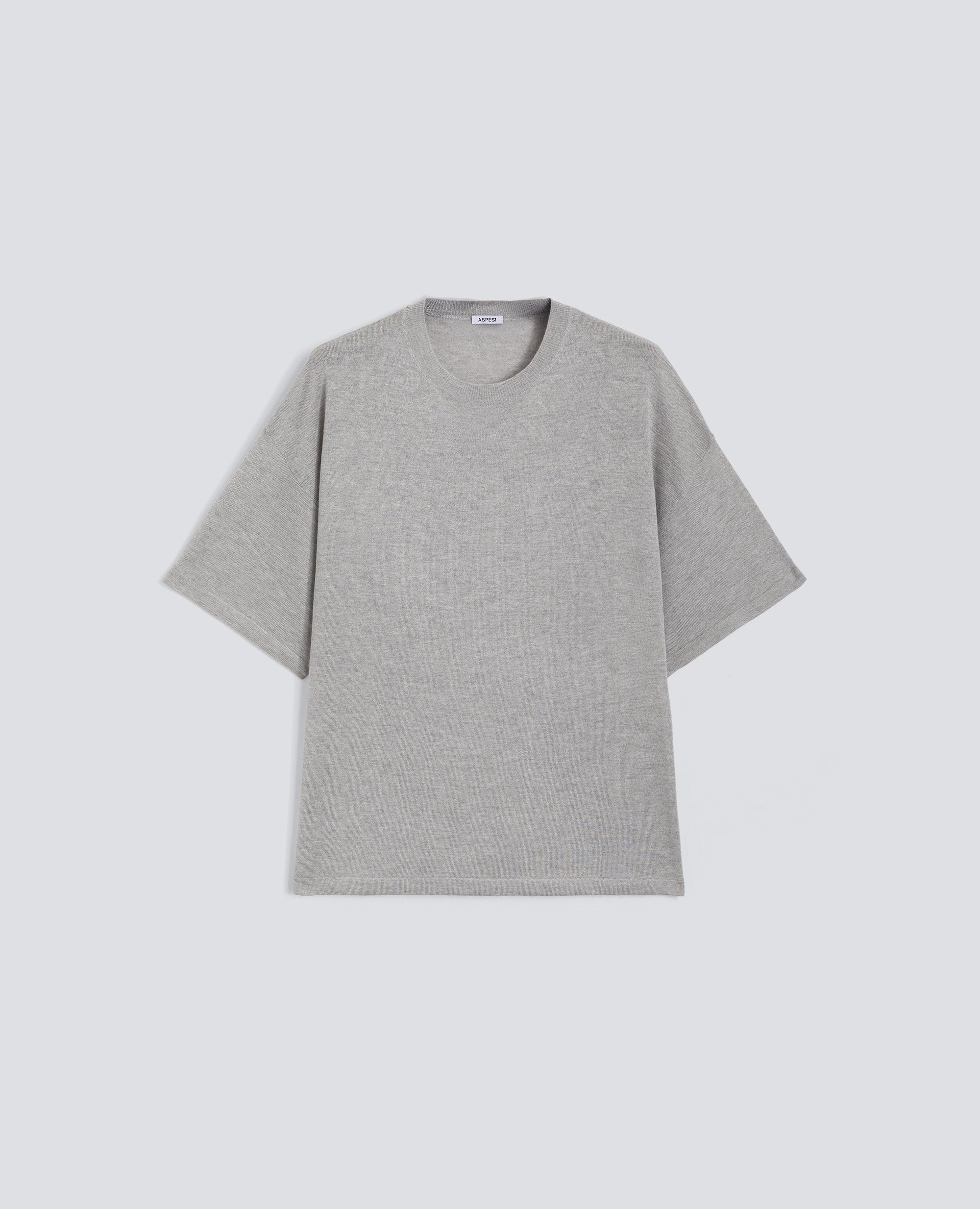Aspesi-Knitted T-Shirt In Silk, Cotton And Cashmere Blend - Grey-Sweaters-Boboli-Vancouver-Canada
