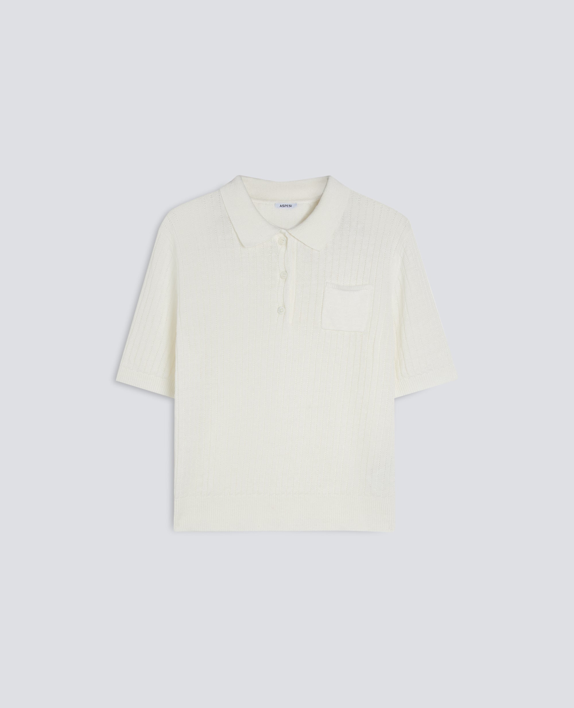 Aspesi-Short-Sleeved Polo Shirt In Pure Linen Yarn - Natural-Sweaters-Boboli-Vancouver-Canada
