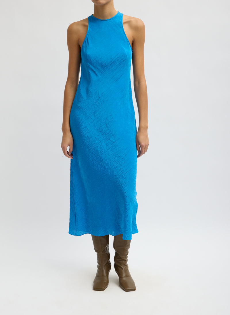 Tibi-The Crinkle Slip Midi Bias Dress - Bright Blue-Dresses-Boboli-Vancouver-Canada