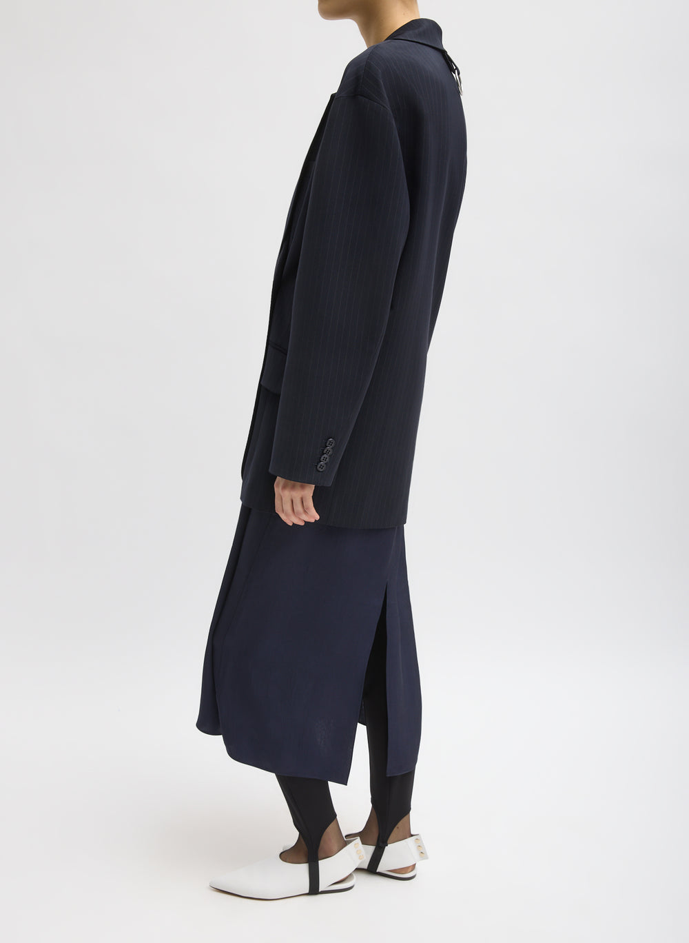 Tibi-Dominic Pinstripe Detached Lapel Liam Blazer - Navy/Multi-Blazers-Boboli-Vancouver-Canada