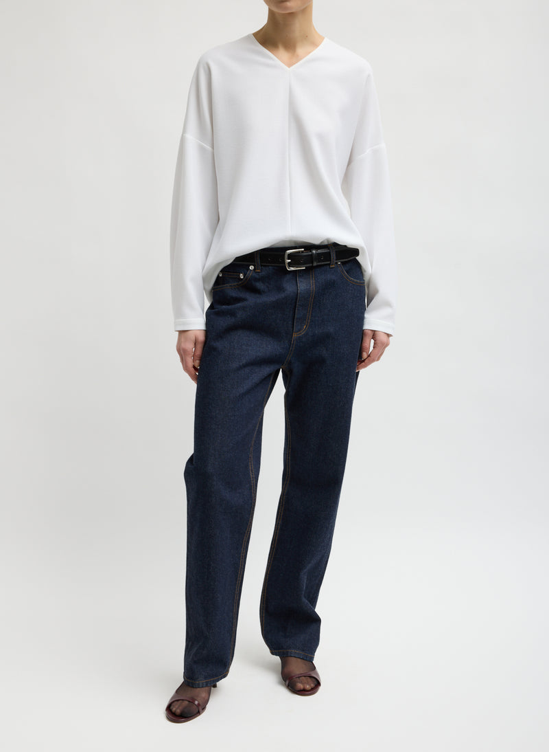 Tibi-Mica Crepe Vneck Top - White-Tops-Boboli-Vancouver-Canada