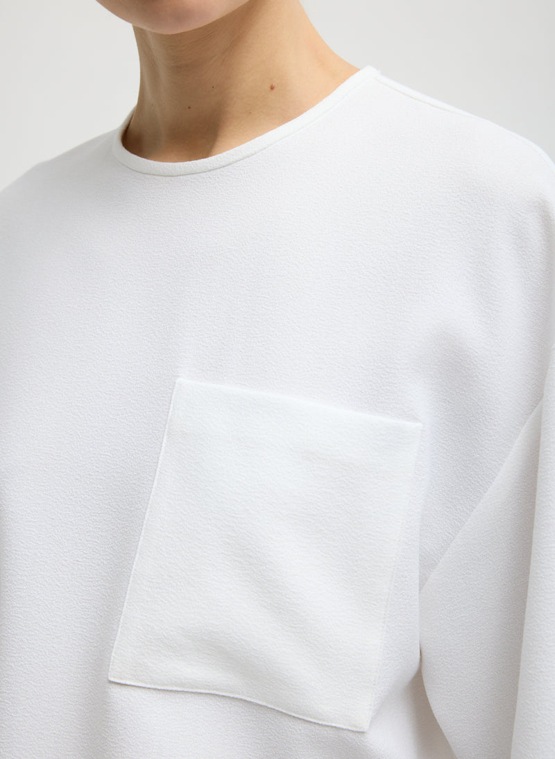 Tibi-Mica Crepe Easy T-Shirt - White-Tops-Boboli-Vancouver-Canada