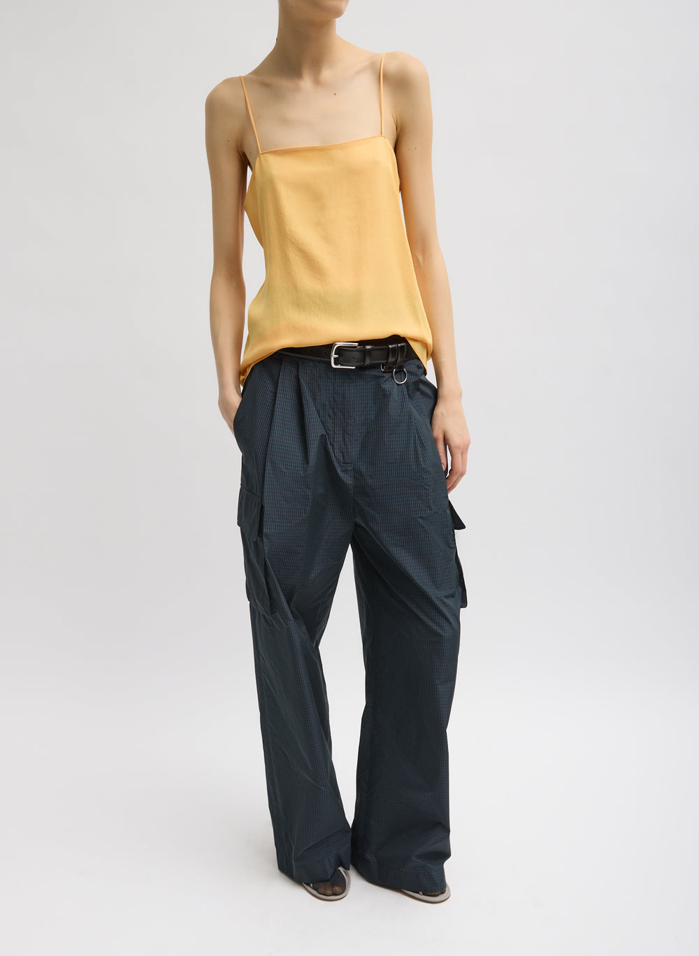 Tibi-Menswear Nylon Stella Pleated Cargo Pant - Navy/Multi-Pants-Boboli-Vancouver-Canada