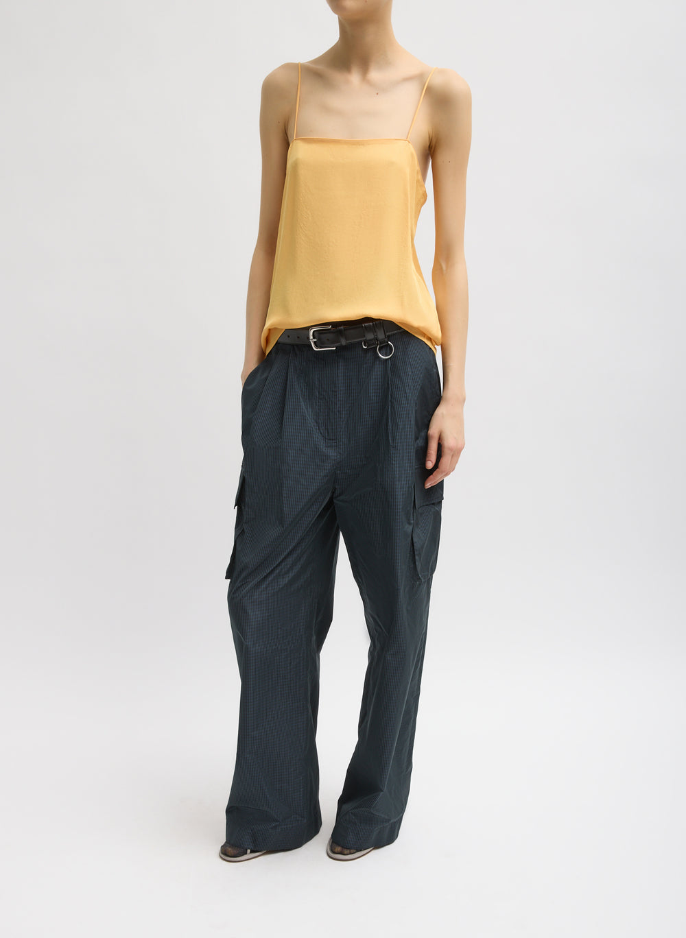 Tibi-Menswear Nylon Stella Pleated Cargo Pant - Navy/Multi-Pants-Boboli-Vancouver-Canada