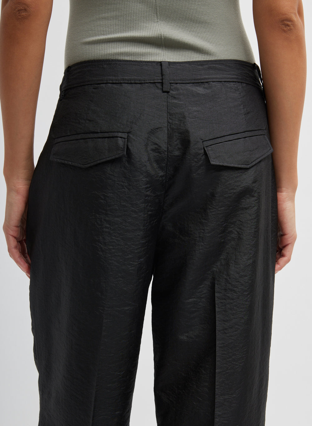 Tibi-Crispy Nylon Rodney Trouser - Black-Pants-Boboli-Vancouver-Canada