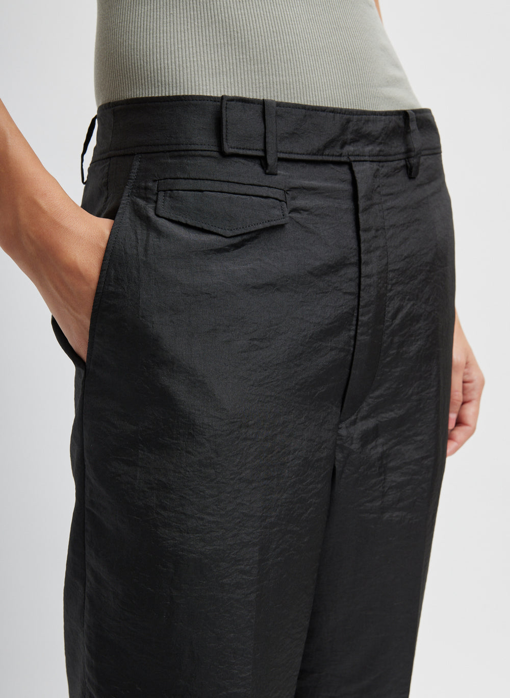 Tibi-Crispy Nylon Rodney Trouser - Black-Pants-Boboli-Vancouver-Canada