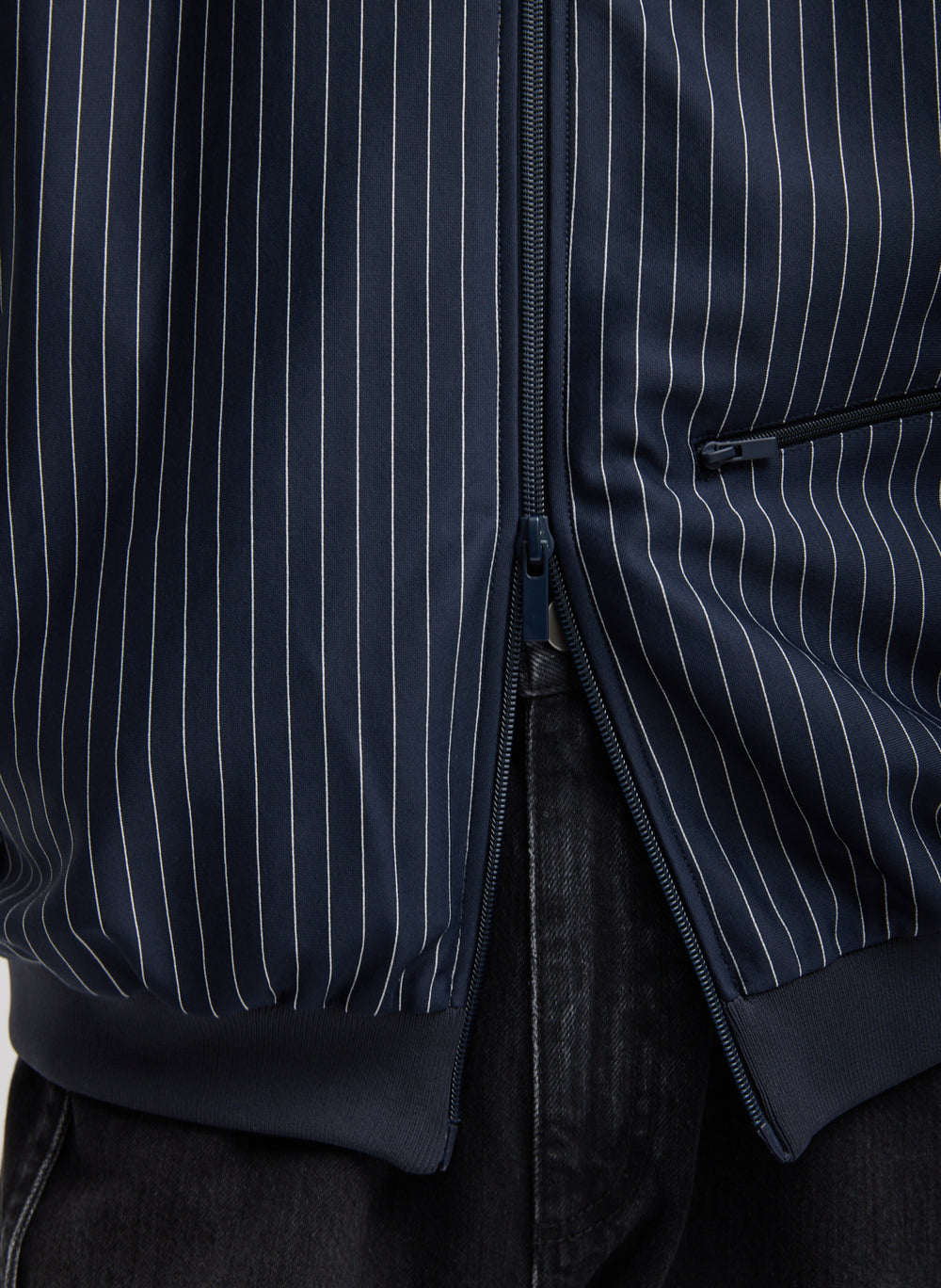 Tibi-Pinstripe Active Knit Zipper Track Jacket - Navy/Multi-Jackets-Boboli-Vancouver-Canada