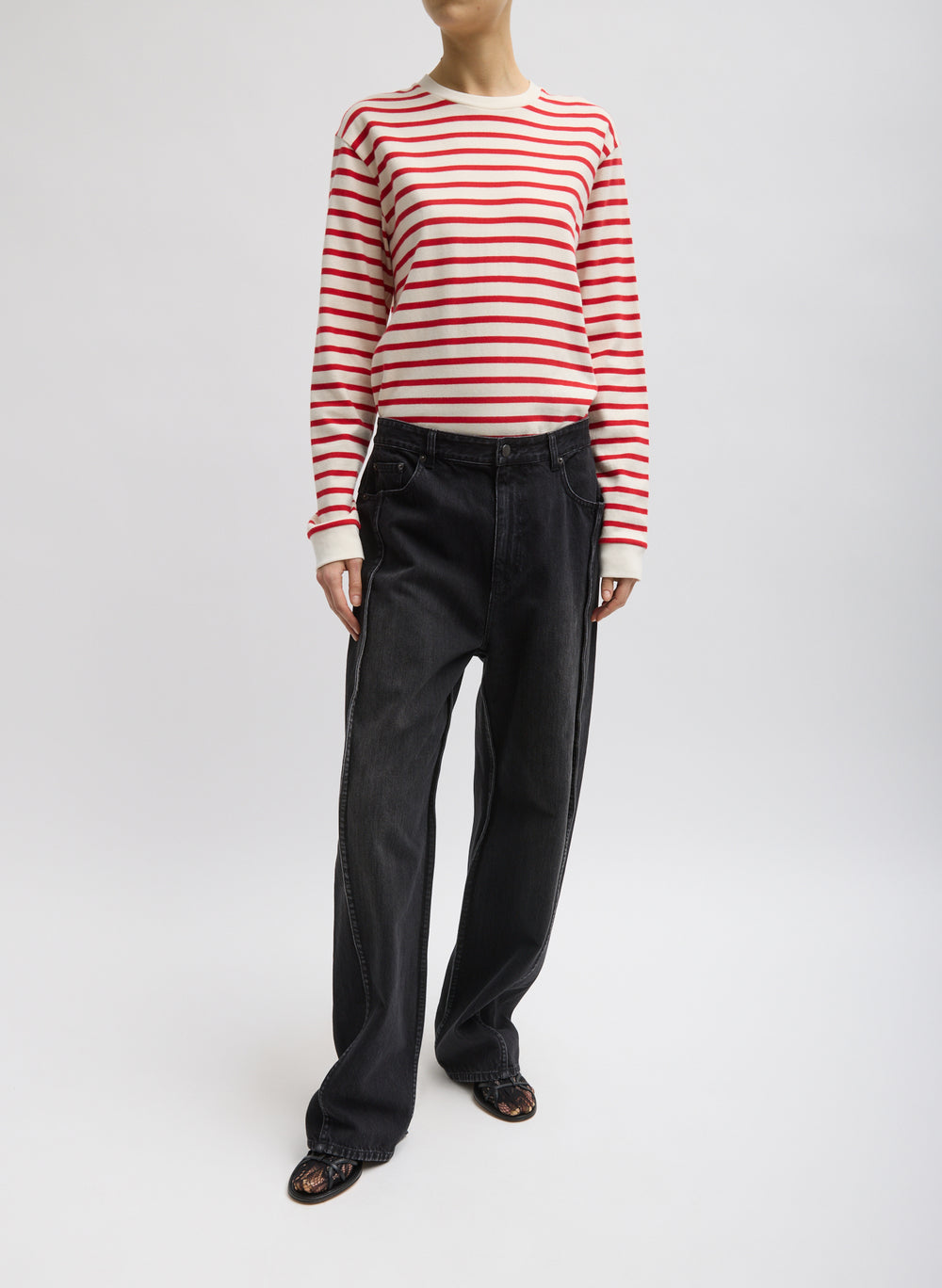 Tibi-Striped Perfect T Crewneck Long - Red/Multi-Shirts-Boboli-Vancouver-Canada