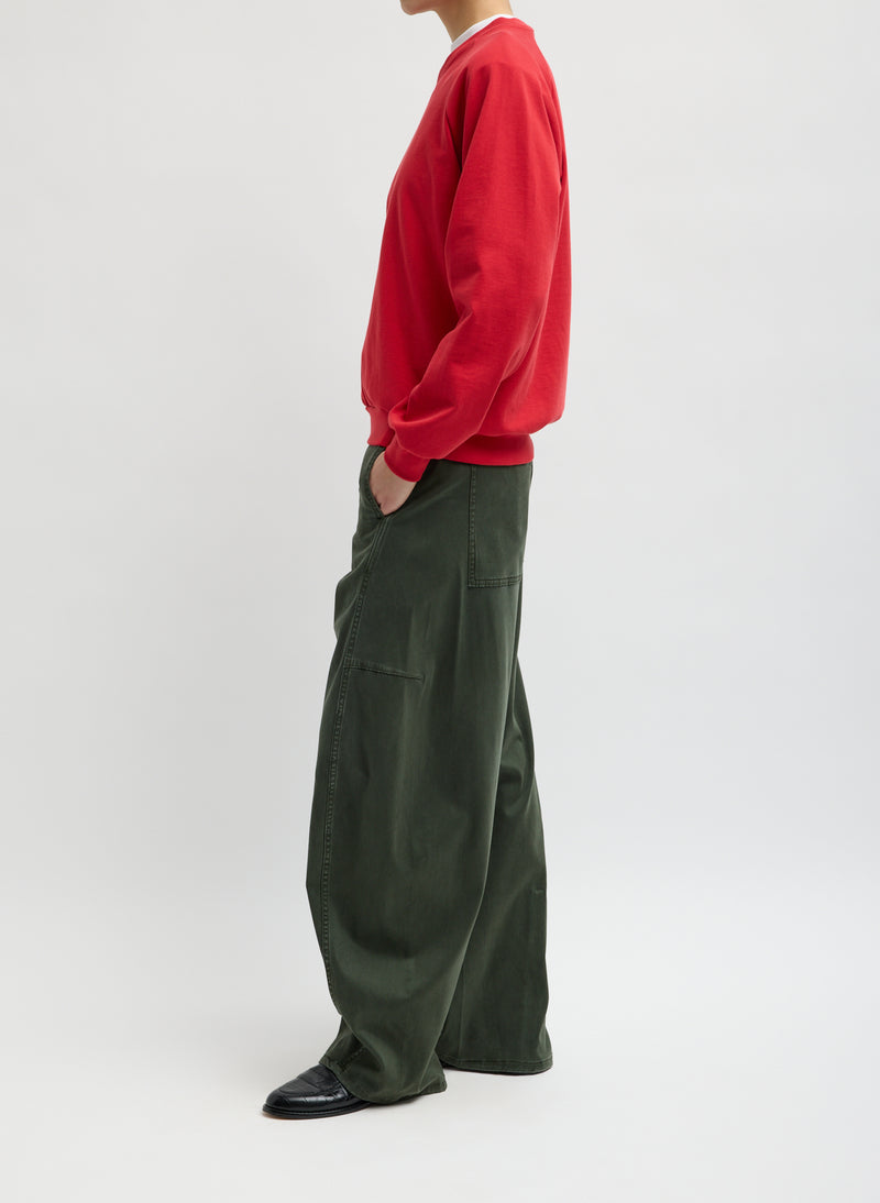 Tibi-Reactive Garment Dyed Stretch Twill Sid Pant - Army Green-Pants-Boboli-Vancouver-Canada