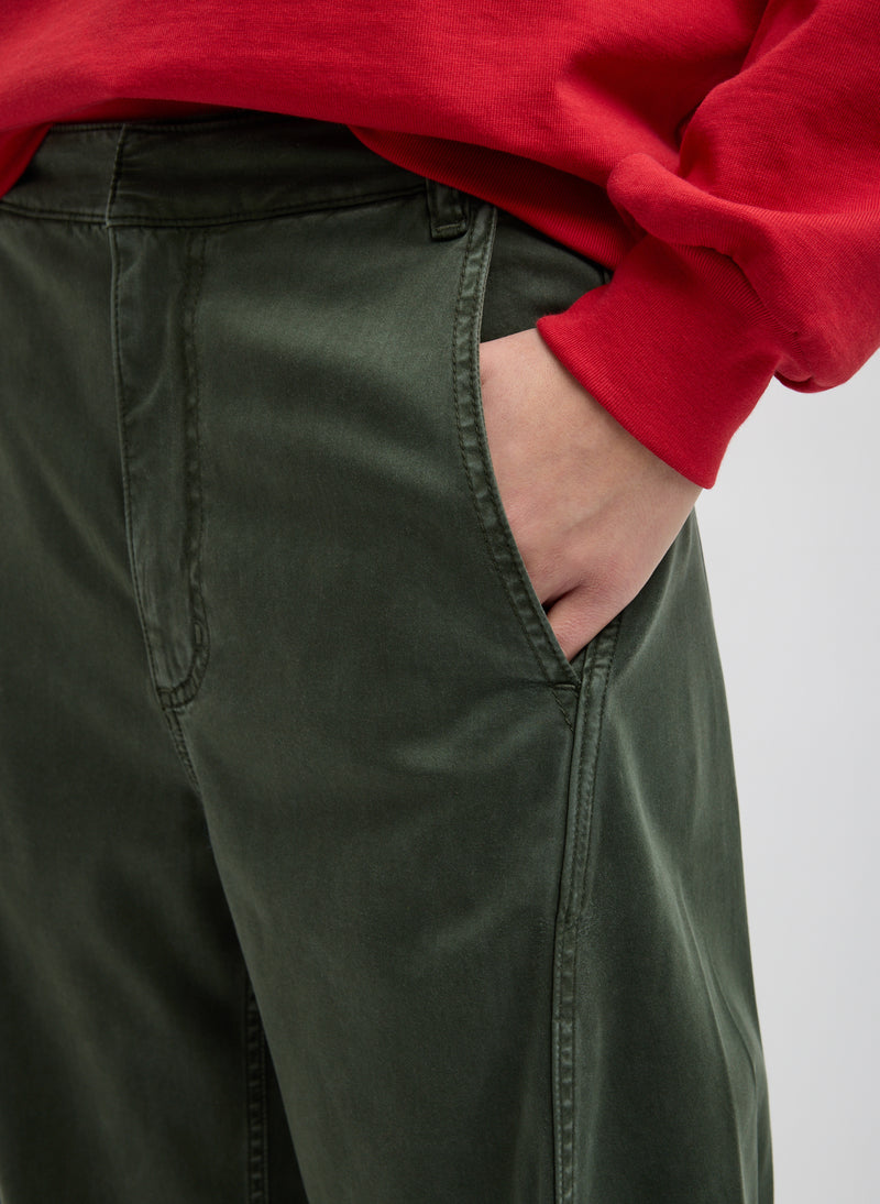 Tibi-Reactive Garment Dyed Stretch Twill Sid Pant - Army Green-Pants-Boboli-Vancouver-Canada