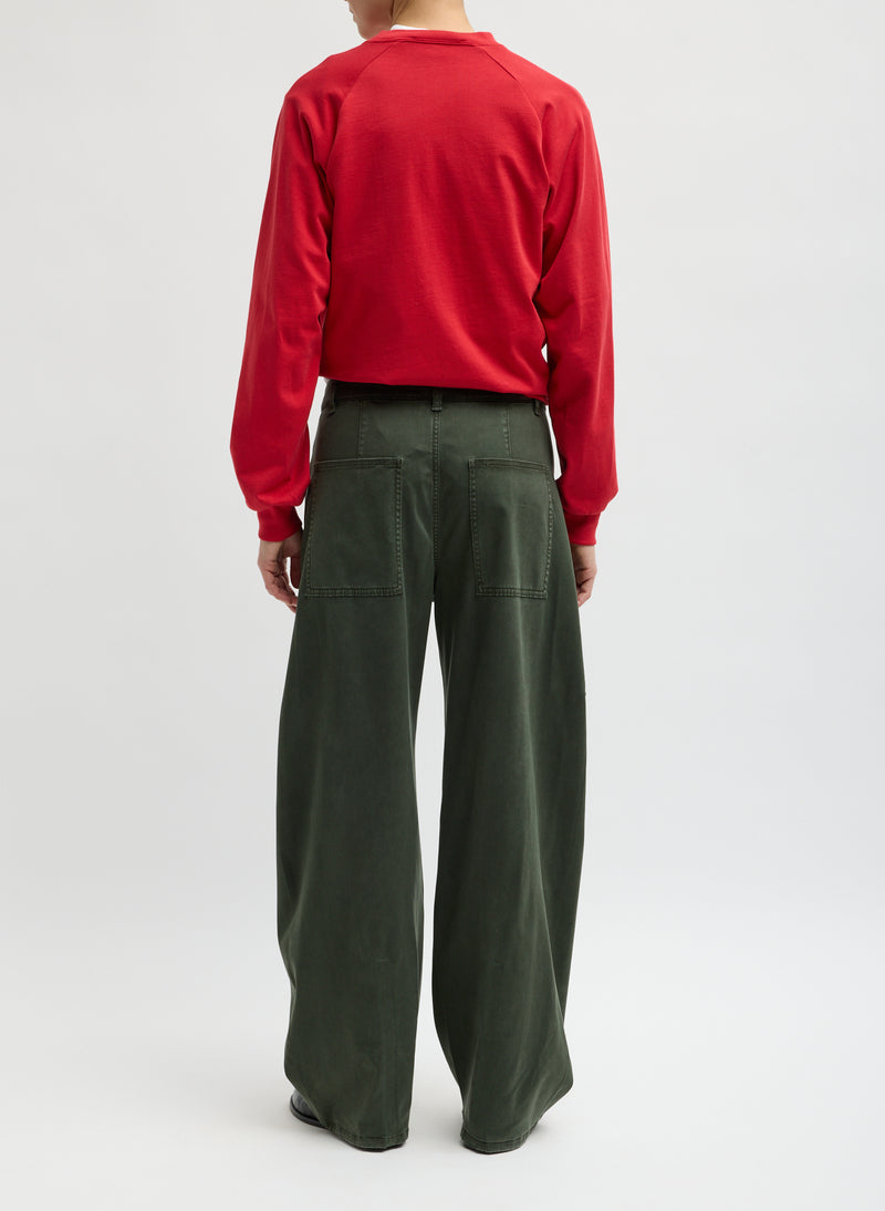 Tibi-Reactive Garment Dyed Stretch Twill Sid Pant - Army Green-Pants-Boboli-Vancouver-Canada