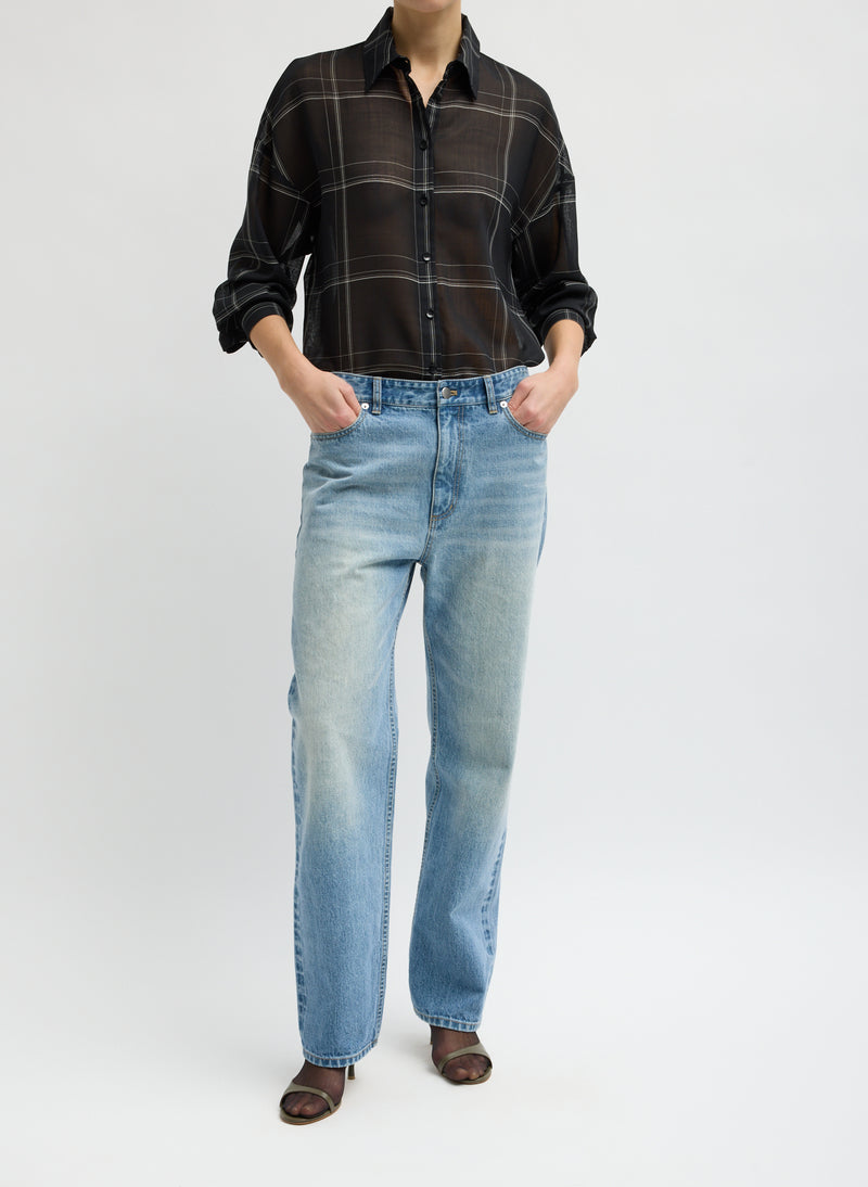 Tibi-Selvedge Denim 5 Pocket Alec Jean - Classic Wash-Pants-Boboli-Vancouver-Canada