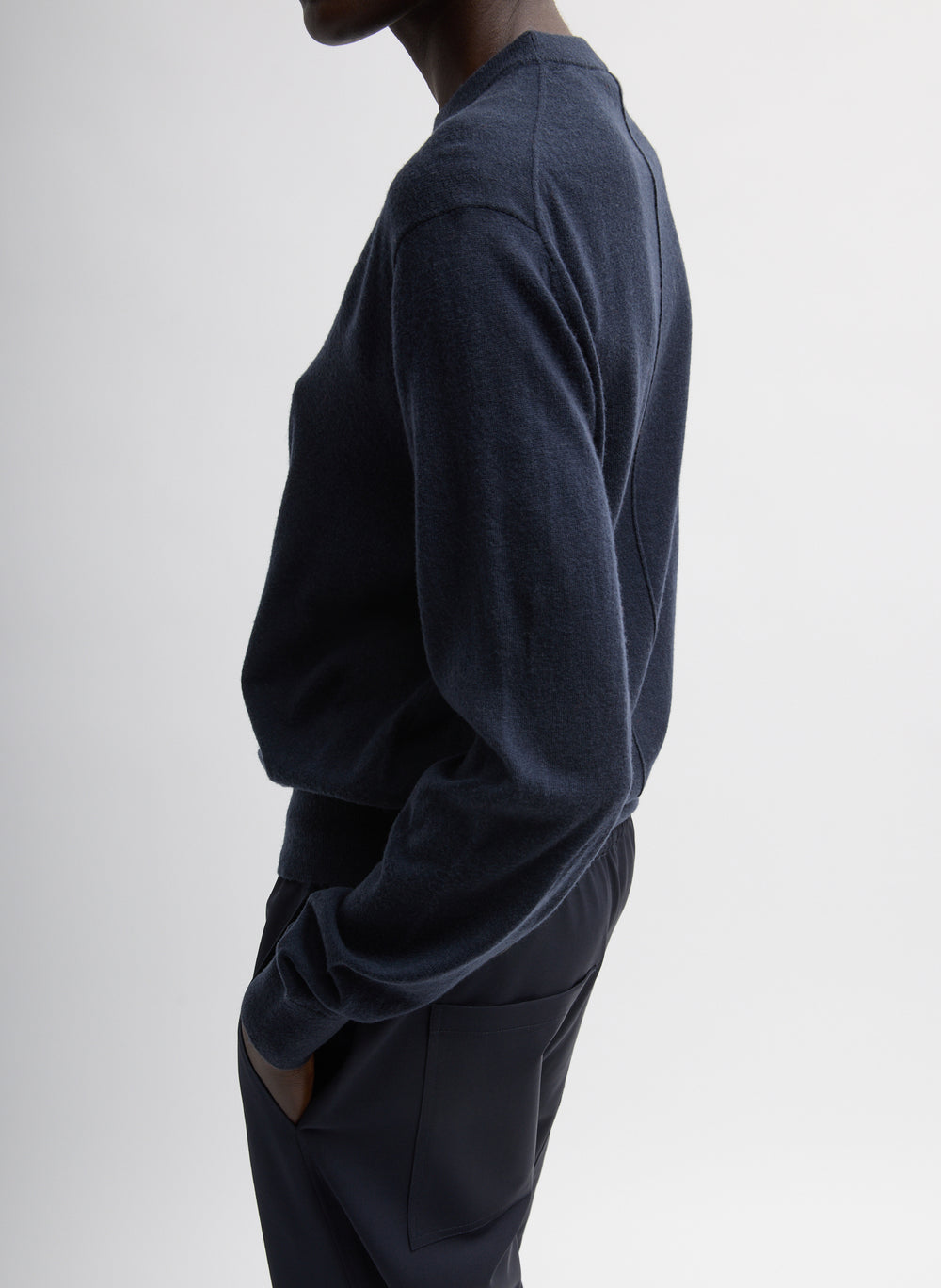 Tibi-Skinlike Mercerized Wool Crewneck Pullover - Navy-Sweaters-Boboli-Vancouver-Canada