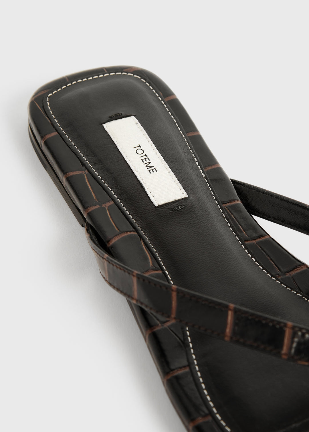 Totême-Croco-Embossed Flip Flops - Dark Brown-Shoes-Boboli-Vancouver-Canada