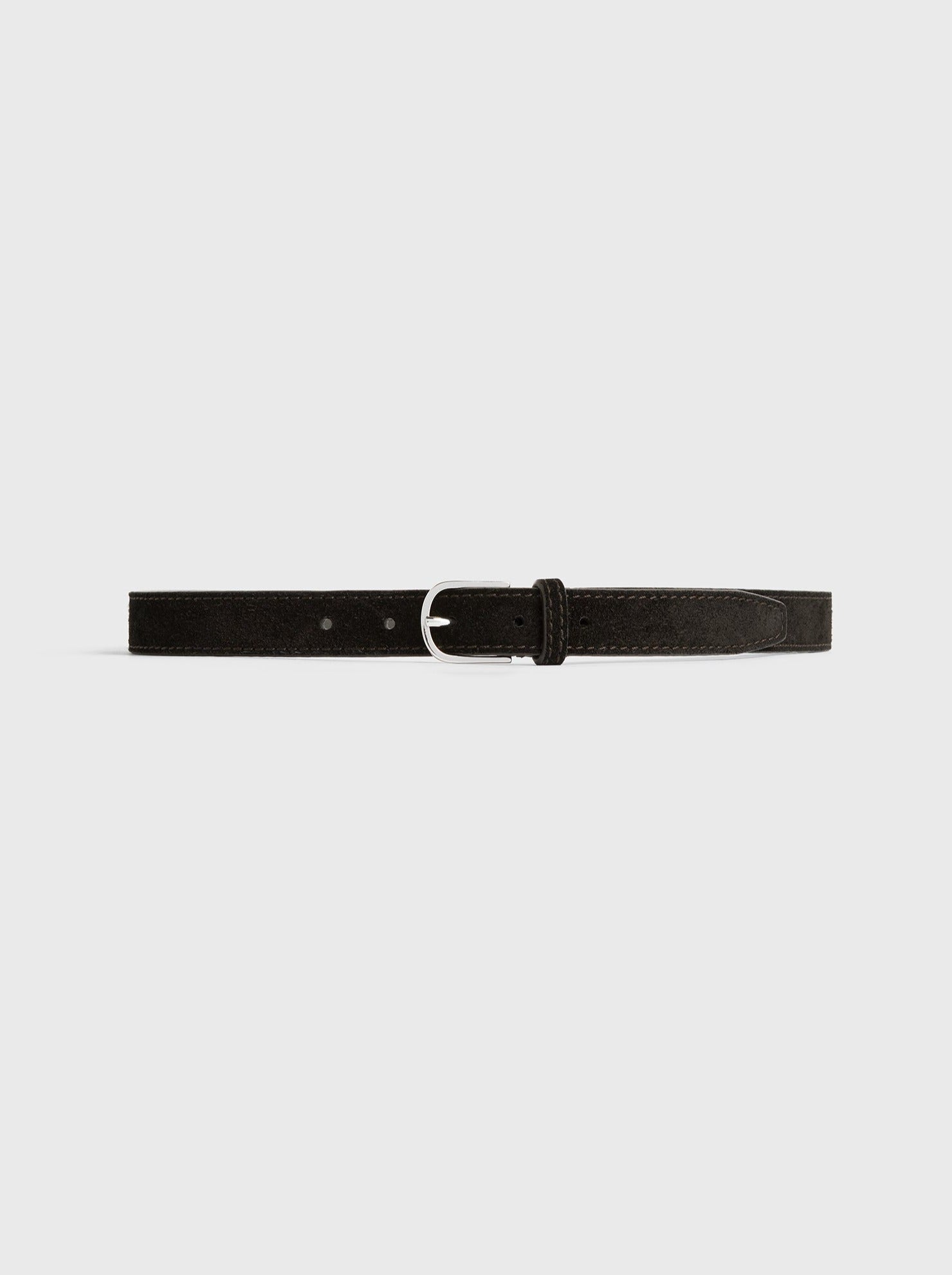 Totême-Slim Suede Trouser Belt - Espresso-Belts-Boboli-Vancouver-Canada