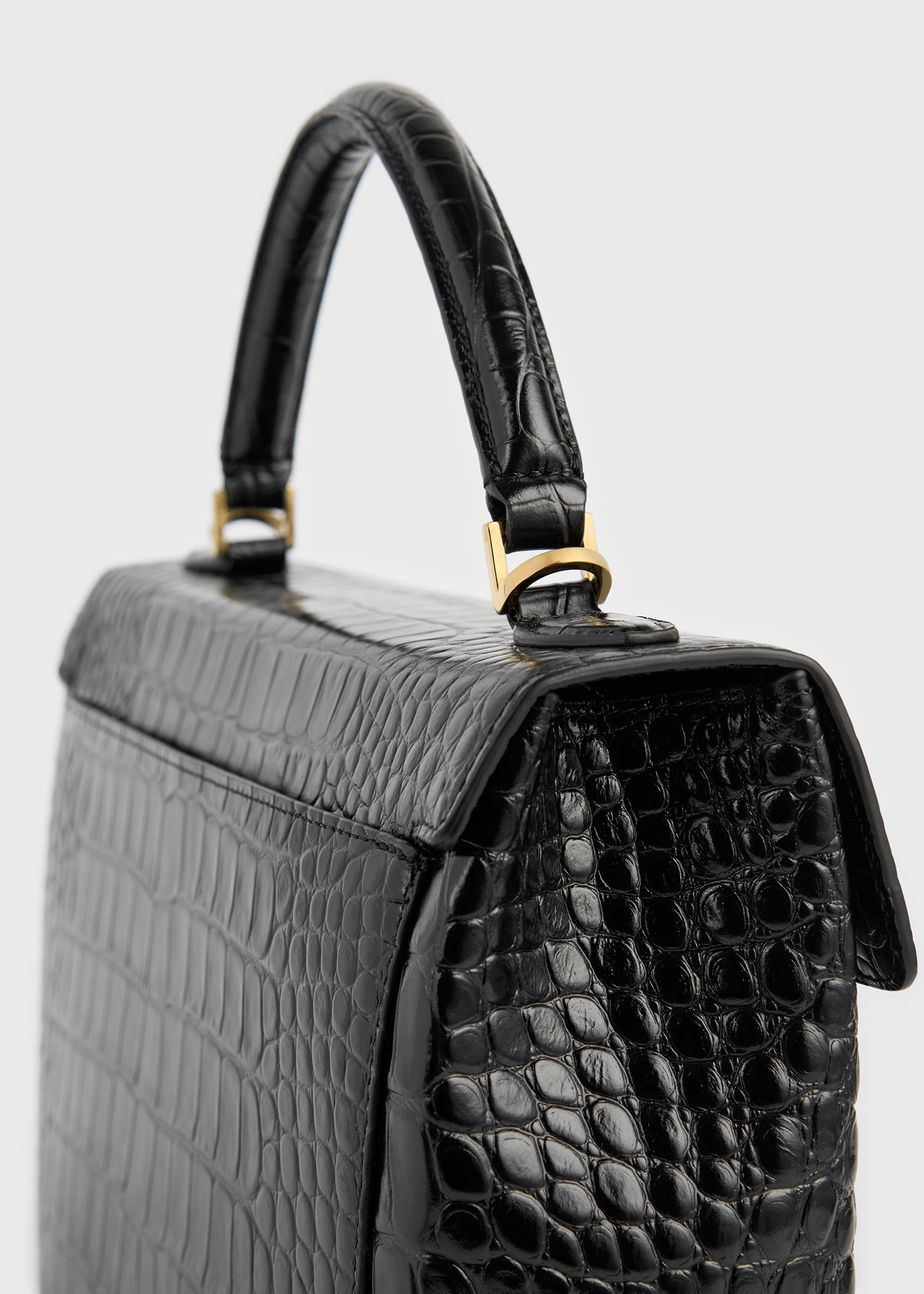 Totême-Clip Croco-Embossed Top Handle - Black-Bags-Boboli-Vancouver-Canada