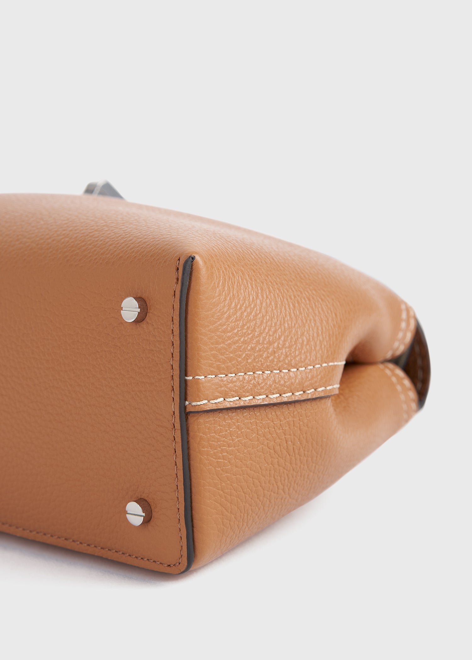 Totême-T-Lock Grained Leather Clutch - Tan-Bags-Boboli-Vancouver-Canada